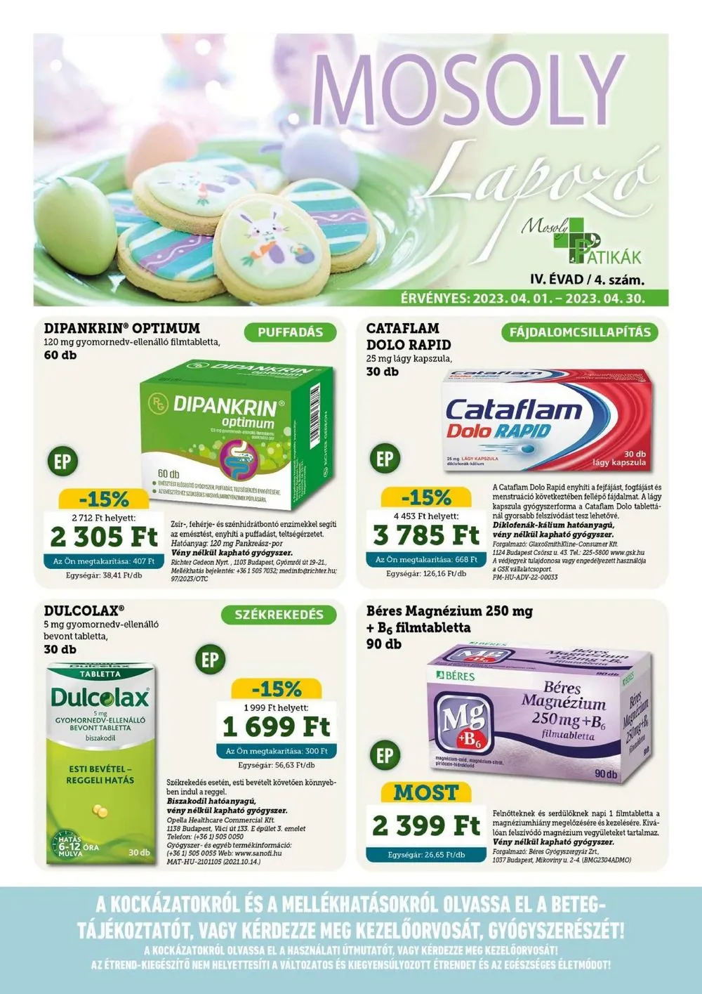 Mosoly akciós újság Patikak 04.01–04.30