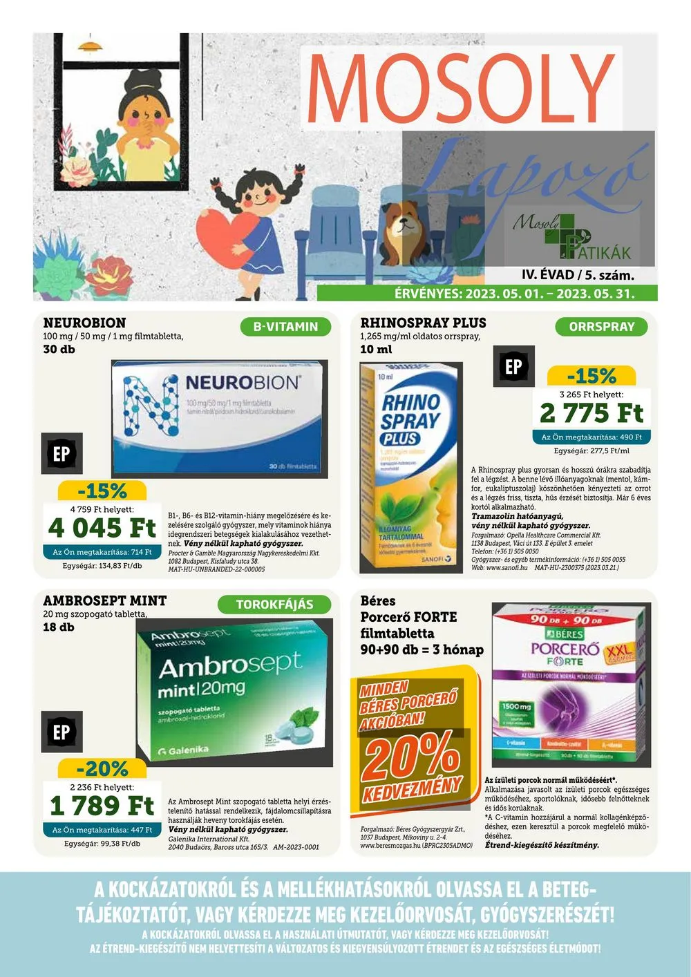 Mosoly akciós újság Patikak 05.01–05.31