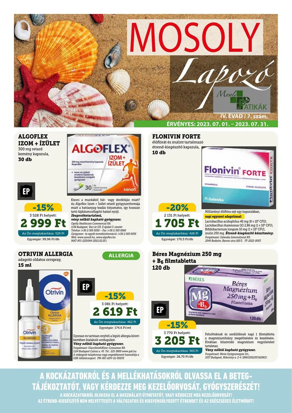 Mosoly akciós újság Patikak 07.01–07.31