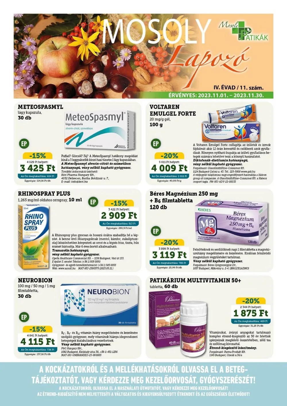 Mosoly akciós újság Patikak 11.01–11.30