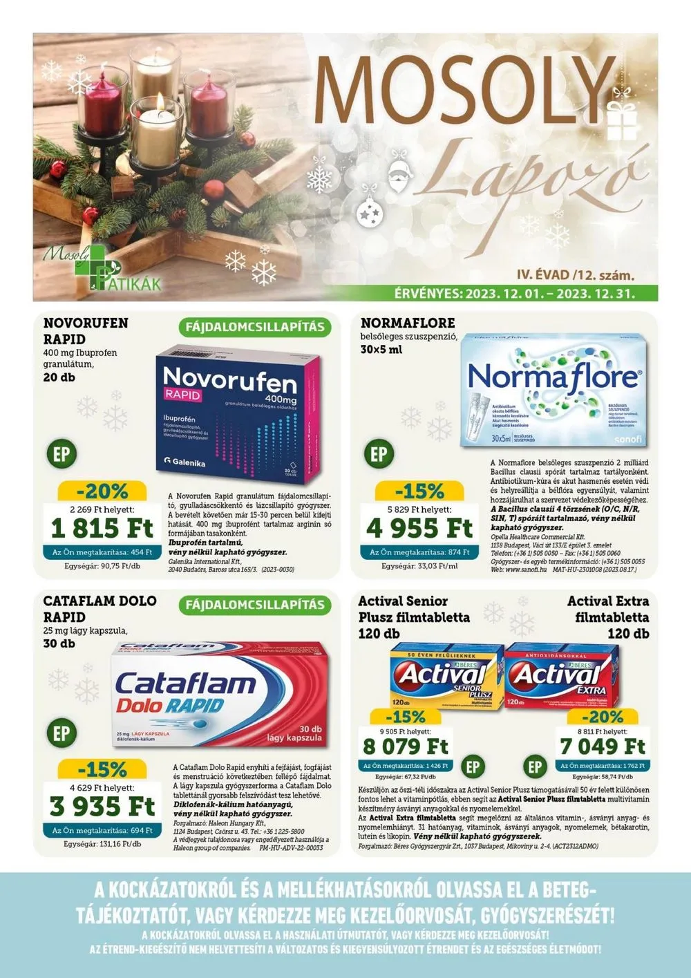 Mosoly akciós újság Patikak 12.01–12.31