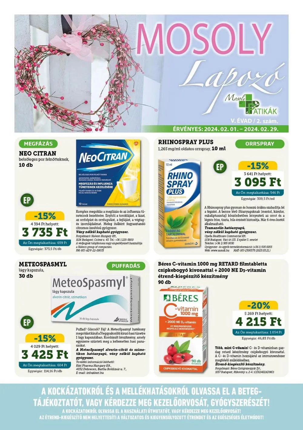 Mosoly akciós újság Patikak 02.01–02.29