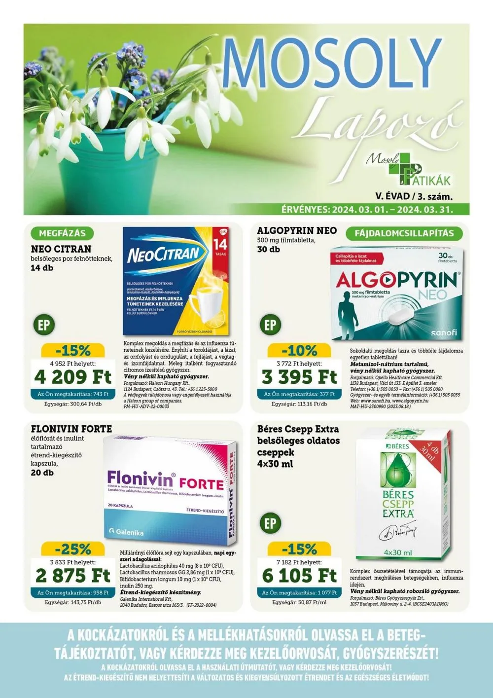 Mosoly akciós újság Patikak 03.01–03.31