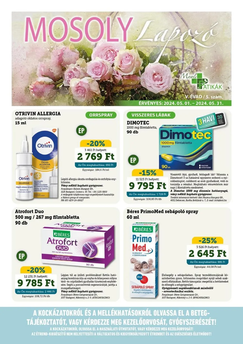 Mosoly akciós újság Patikak 05.01–05.31
