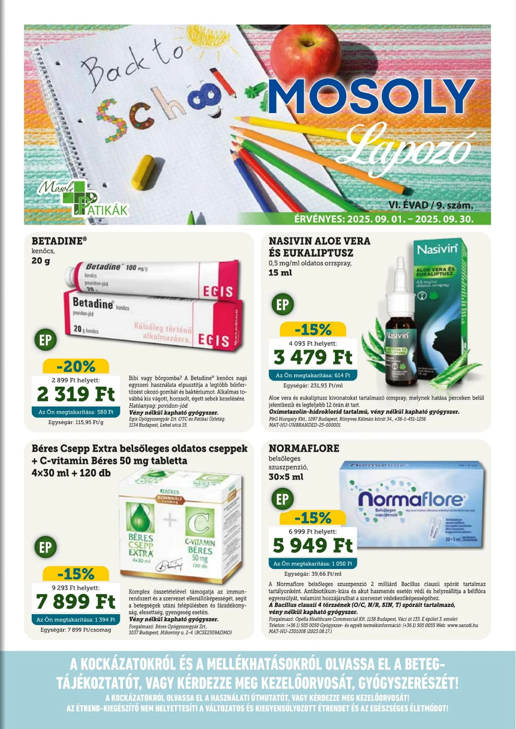 Mosoly akciós újság Patikak 09.01–09.30