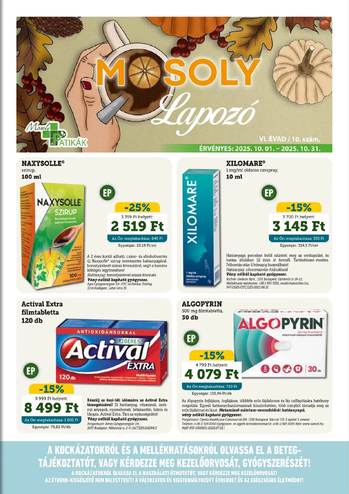 Mosoly akciós újság Patikak 10.01–10.31