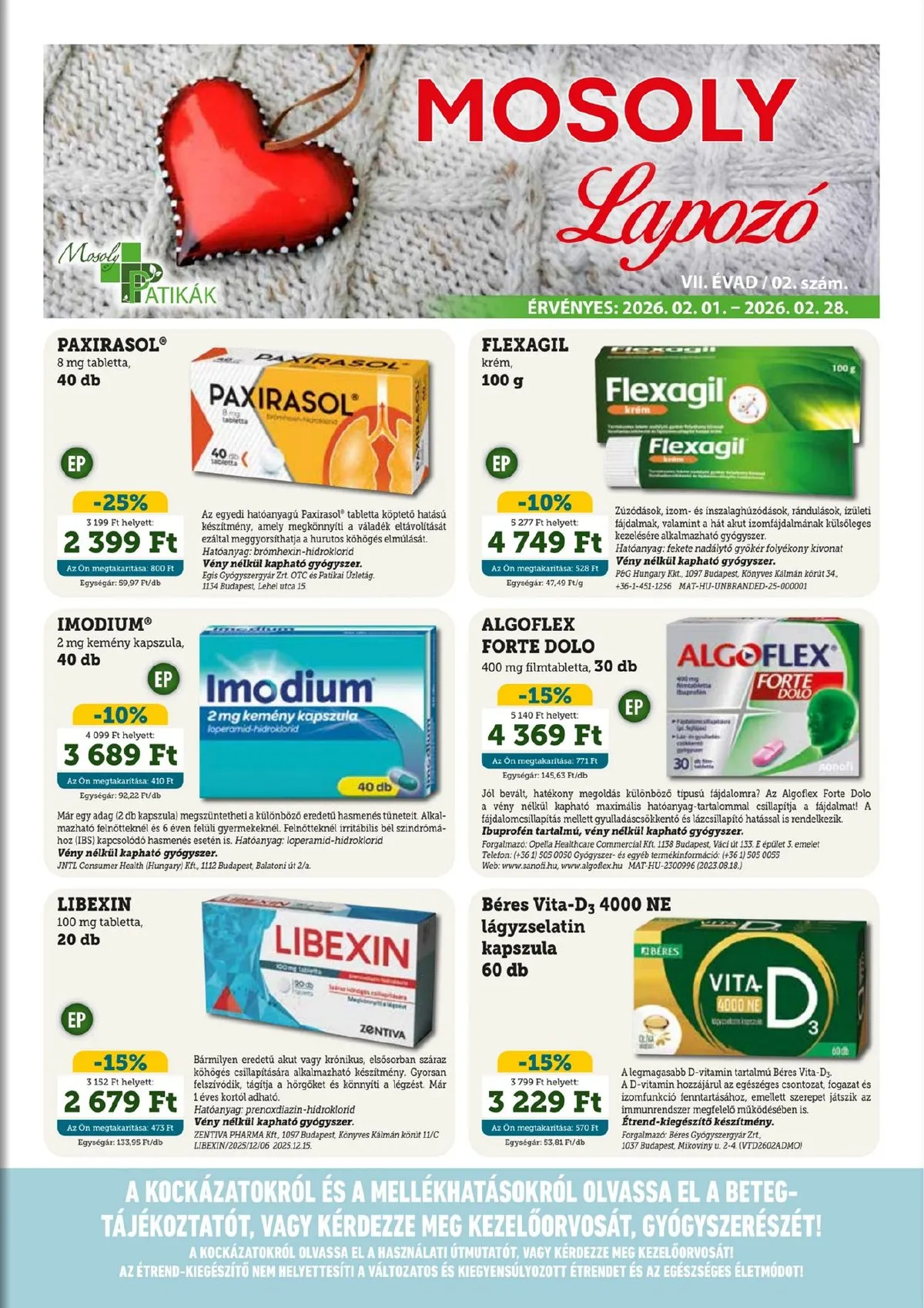Mosoly akciós újság Patikak 02.01–02.28