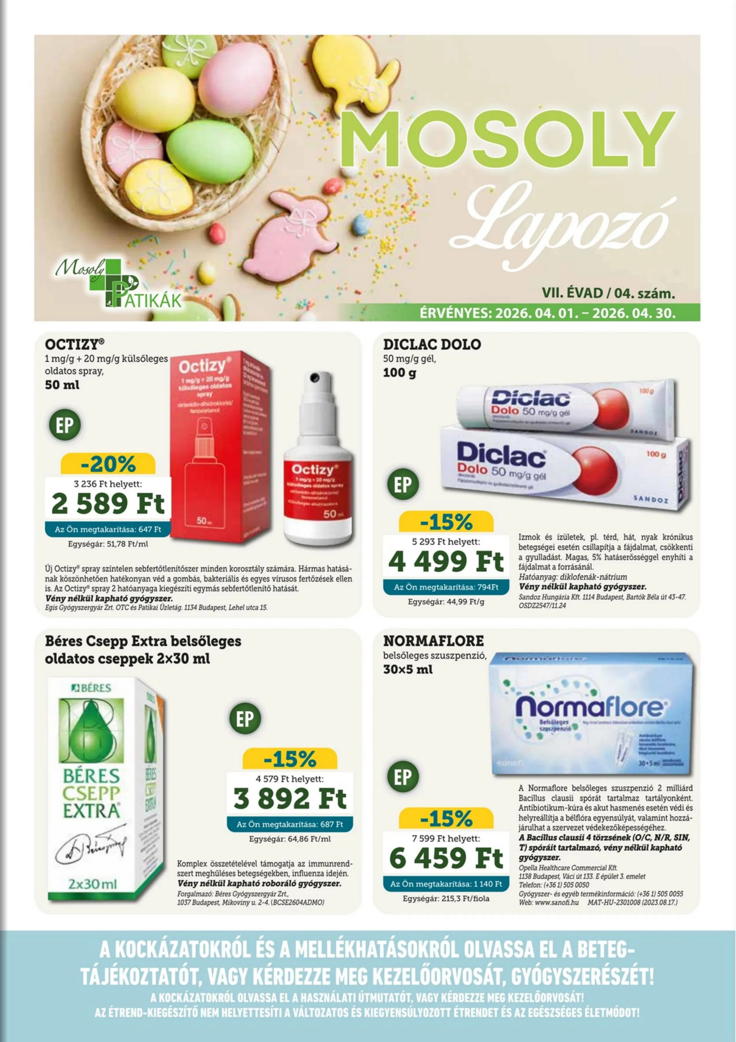 Mosoly akciós újság Patikak 04.01–04.30