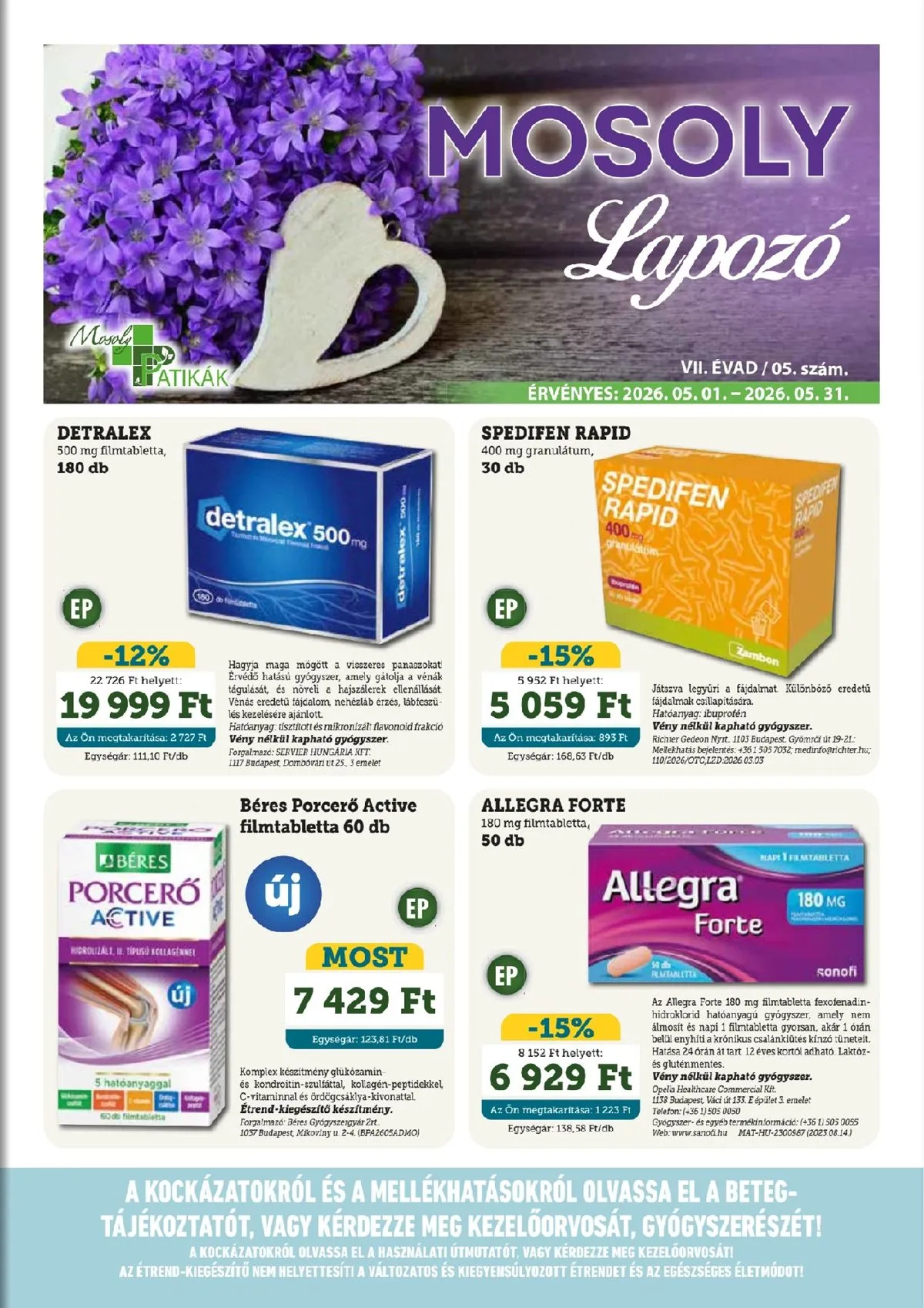 Mosoly akciós újság Patikak 05.01–05.31