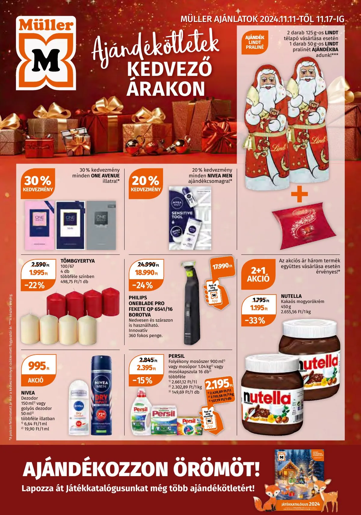 Müller akciós újság Ajandekotletek 11.11–11.17