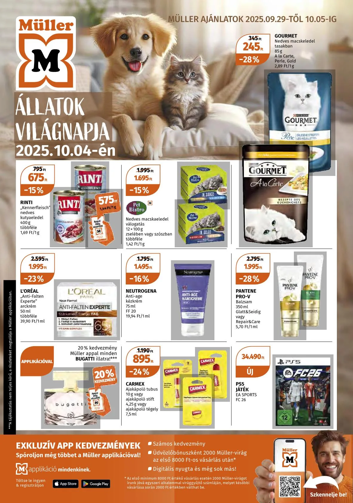 Müller akciós újság Allatok vilagnapja 09.29–10.05