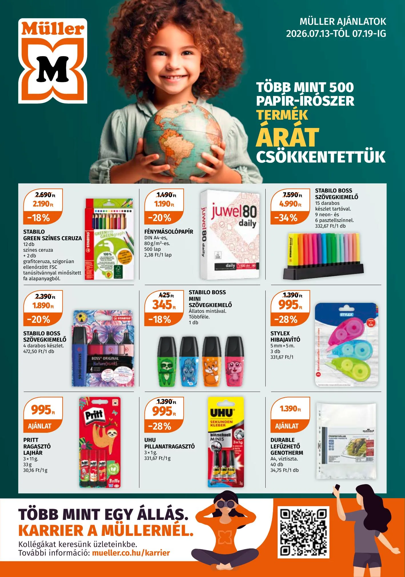 Müller akciós újság Papir iroszer 07.13–07.19