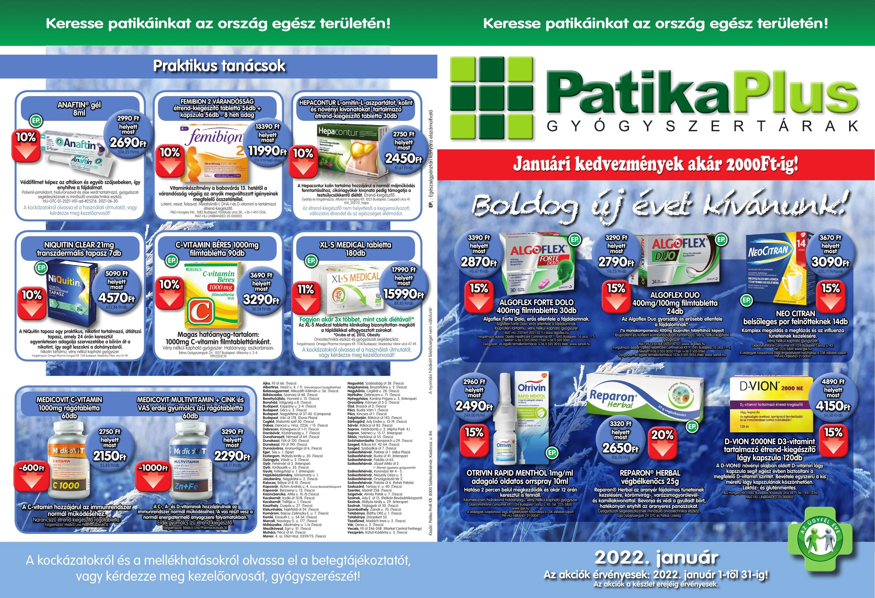Patika akciós újság Plus 01.01–01.31