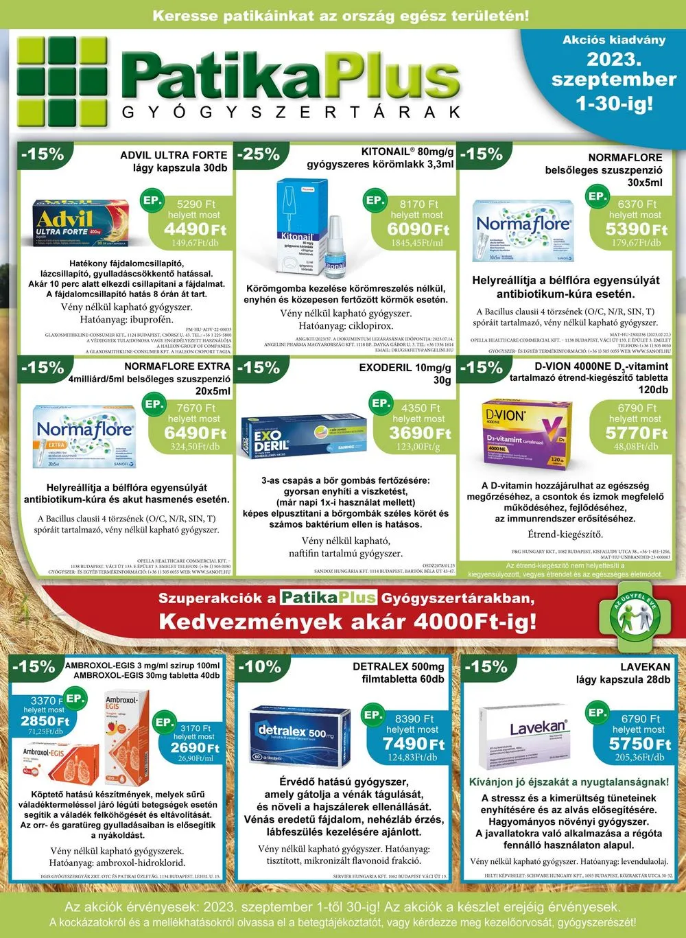 Patika akciós újság Plus 09.01–09.30