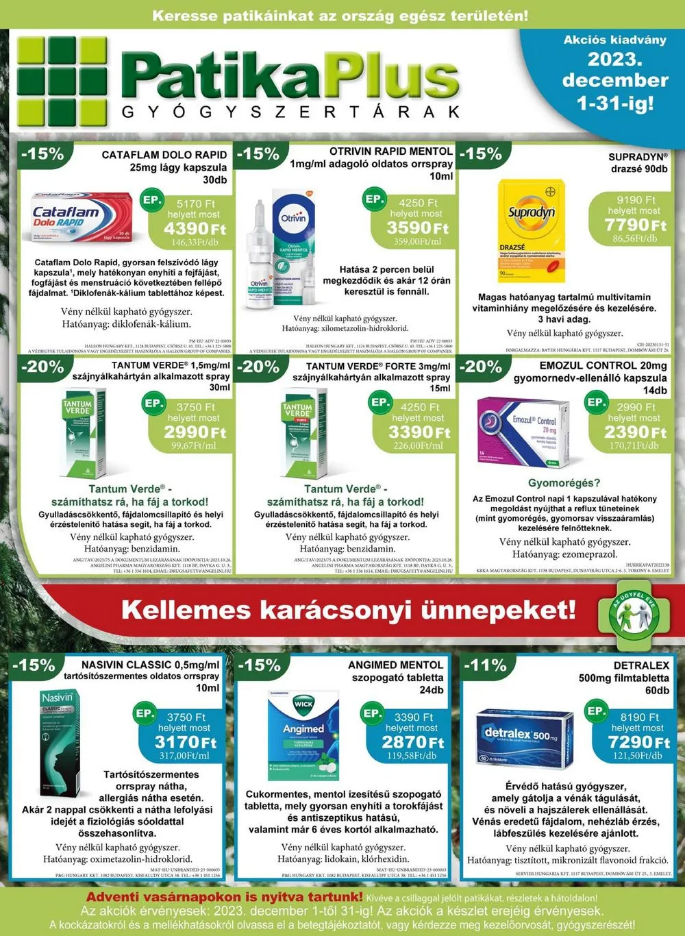 Patika akciós újság Plus 12.01–12.31