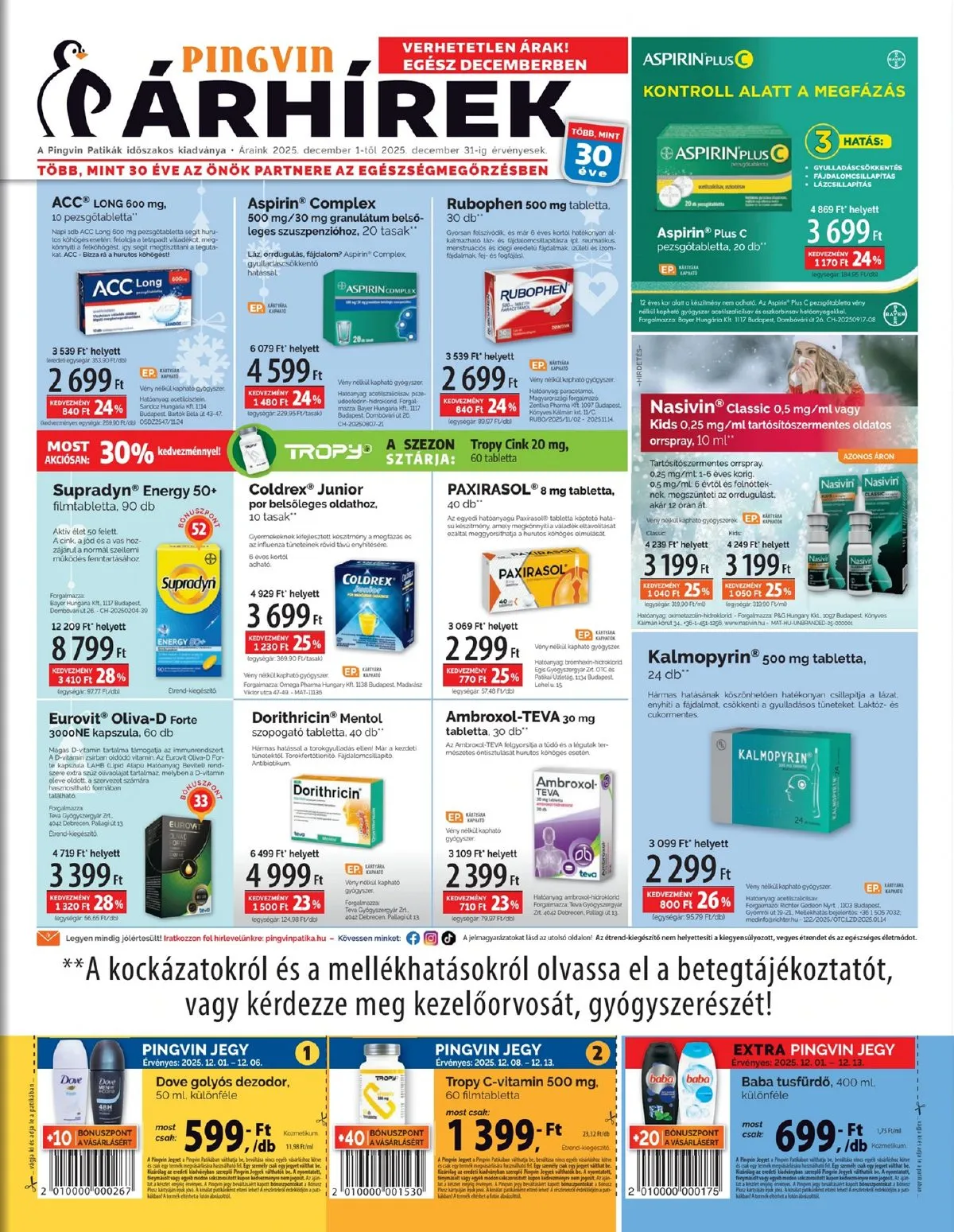 Pingvin Patika akciós újság Arhirek 12.01–12.31