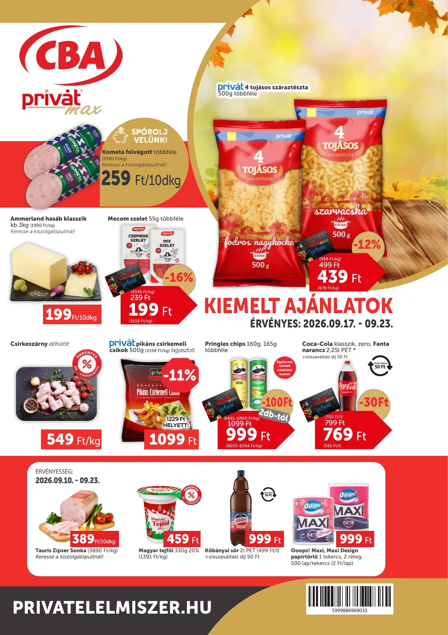 Privát akciós újság Élelmiszer Privat Max 09.17–09.23