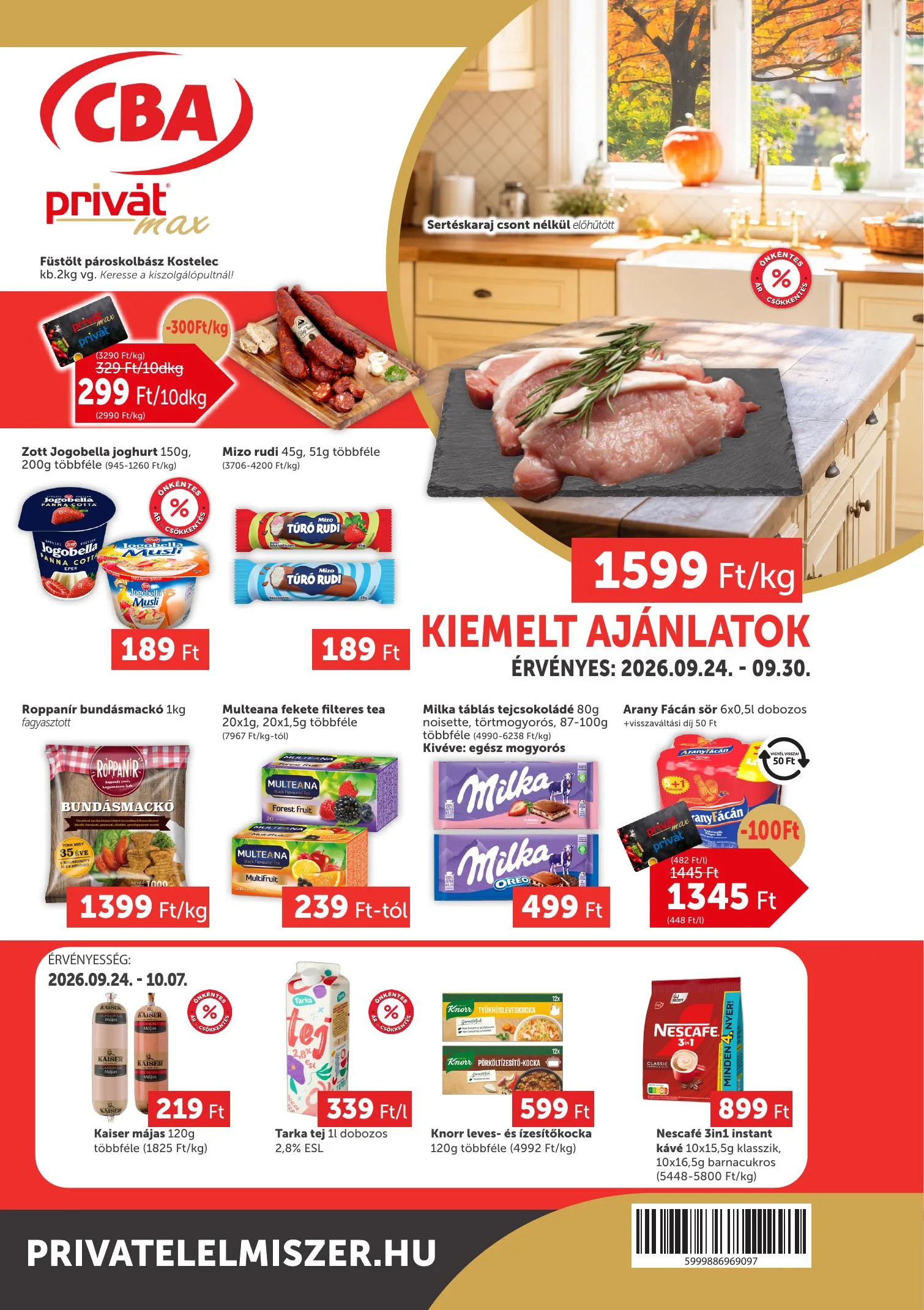 Privát akciós újság Élelmiszer Privat Max 09.24–09.30