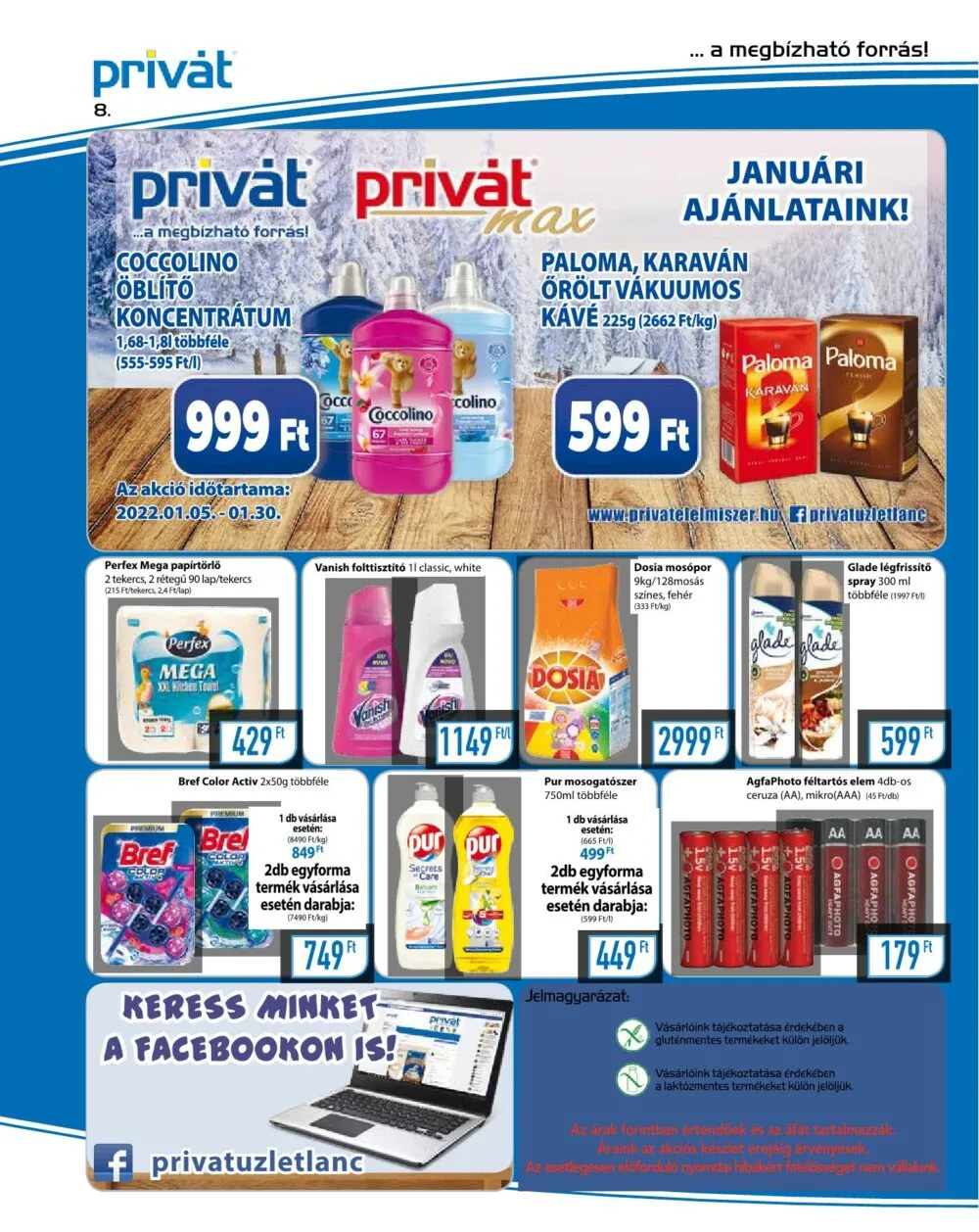 Privát akciós újság Élelmiszer 01.05–01.16 – 8. oldal