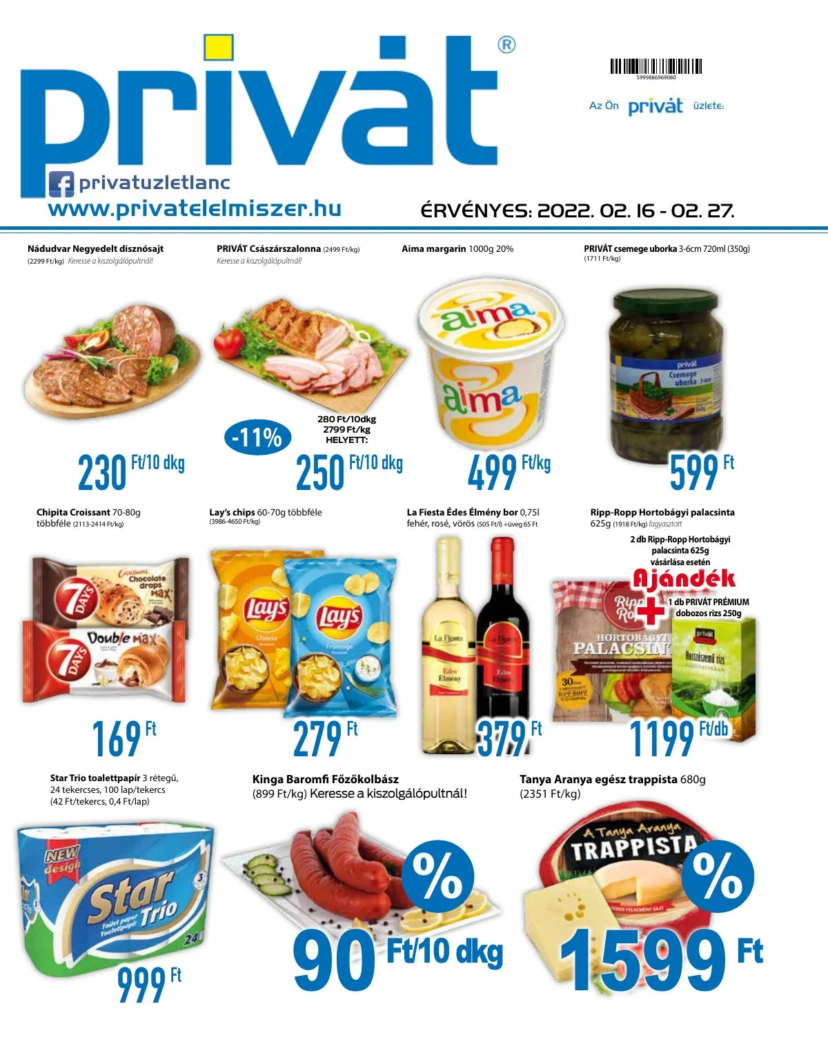 Privát akciós újság Élelmiszer 02.16–02.27