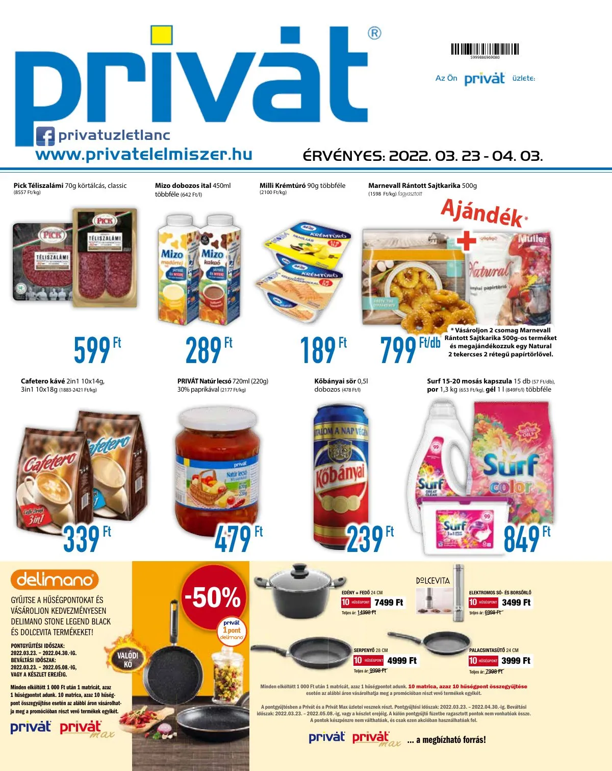 Privát akciós újság Élelmiszer 03.23–04.03