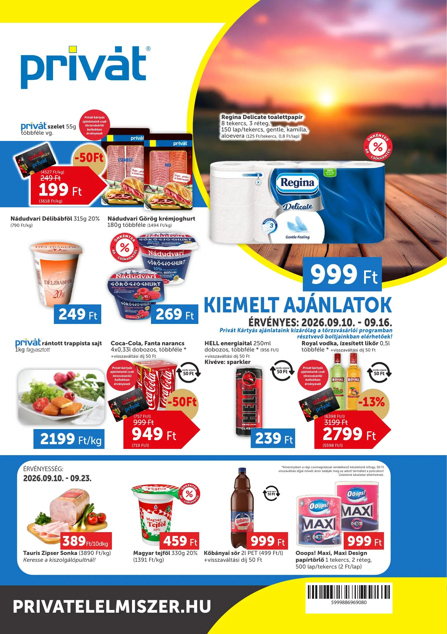Privát akciós újság Élelmiszer 09.10–09.16