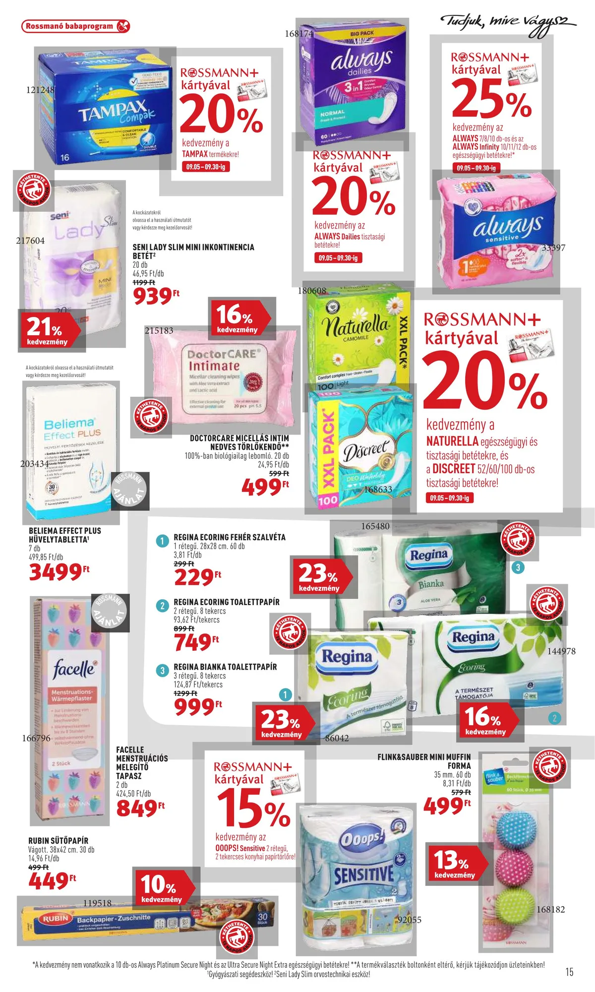 Rossmann akciós újság 09.19–09.30 – 15. oldal