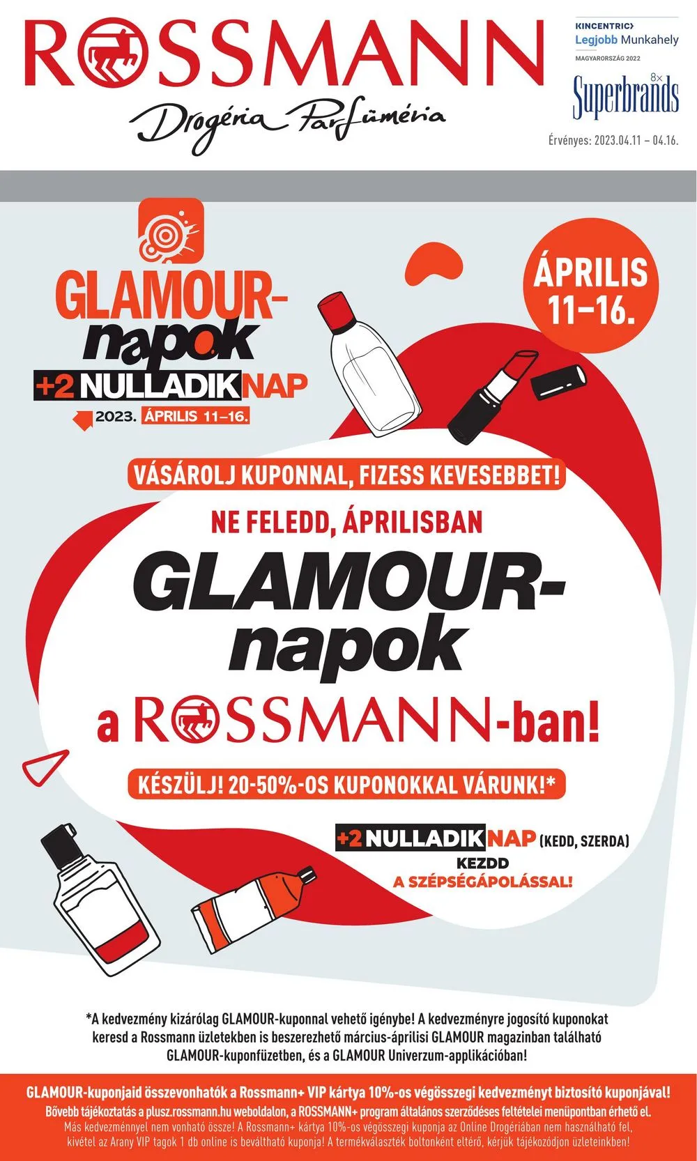 Rossmann akciós újság Glamour kuponok 04.11–04.16