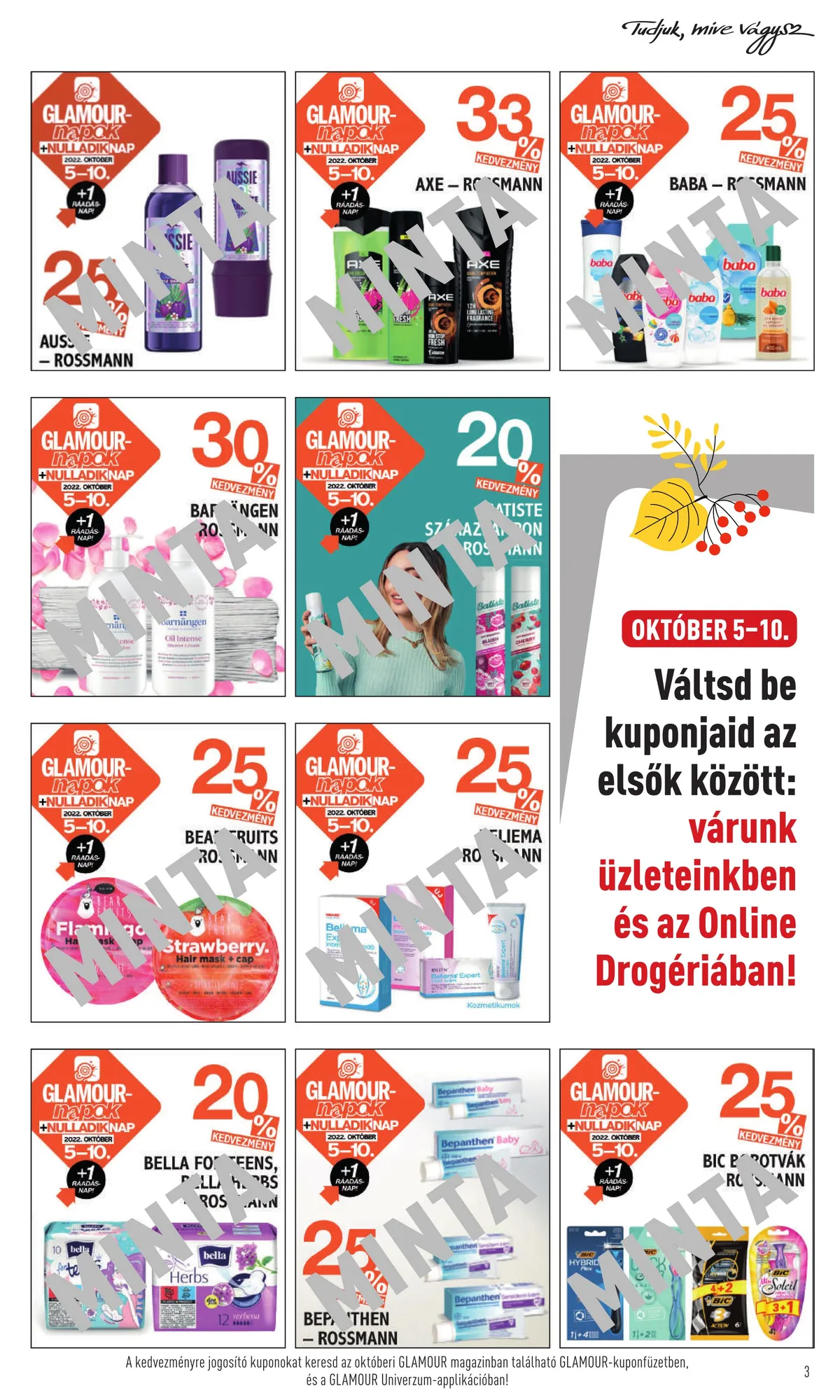 Rossmann akciós újság Glamour napok 10.05–10.10 – 3. oldal