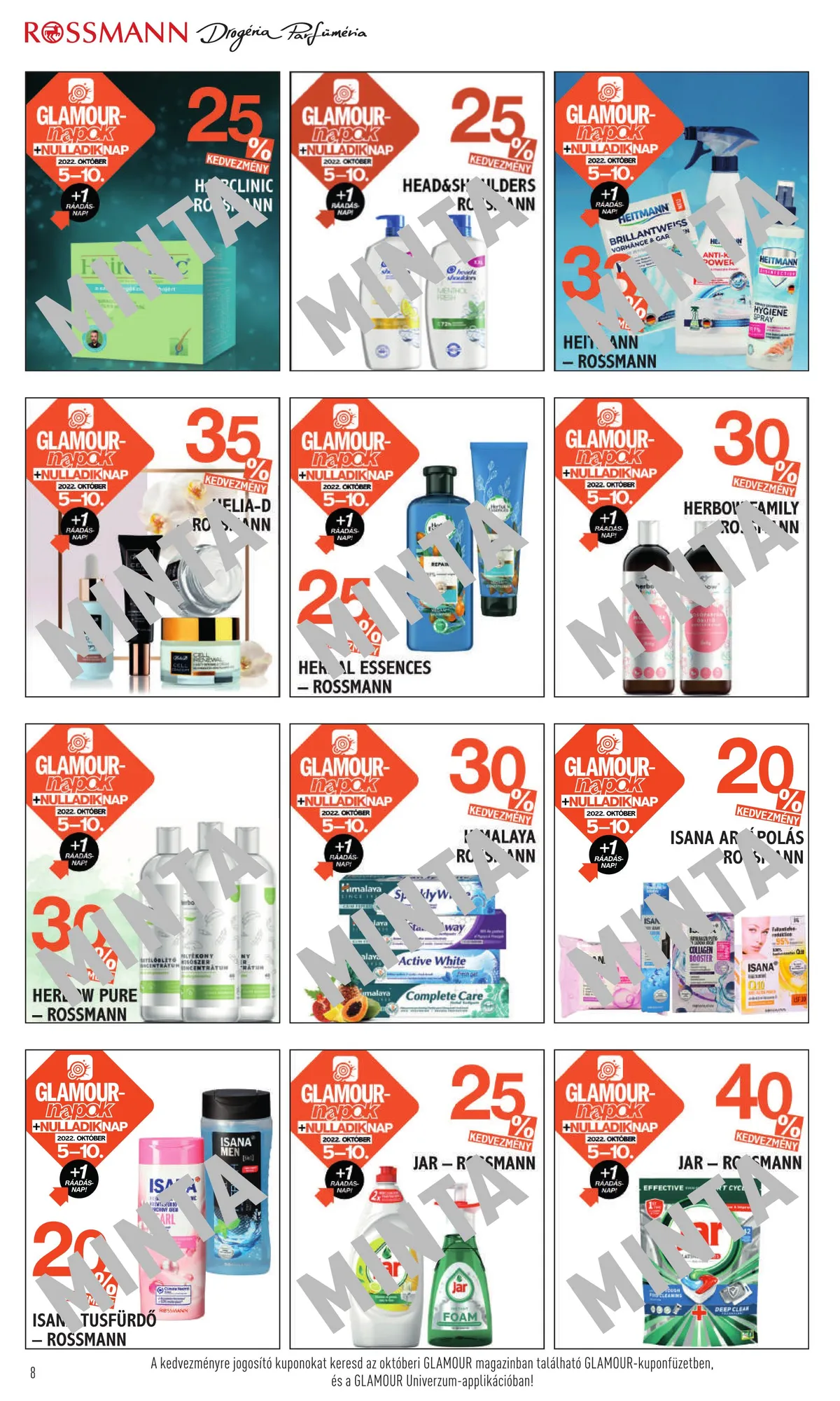 Rossmann akciós újság Glamour napok 10.05–10.10 – 8. oldal
