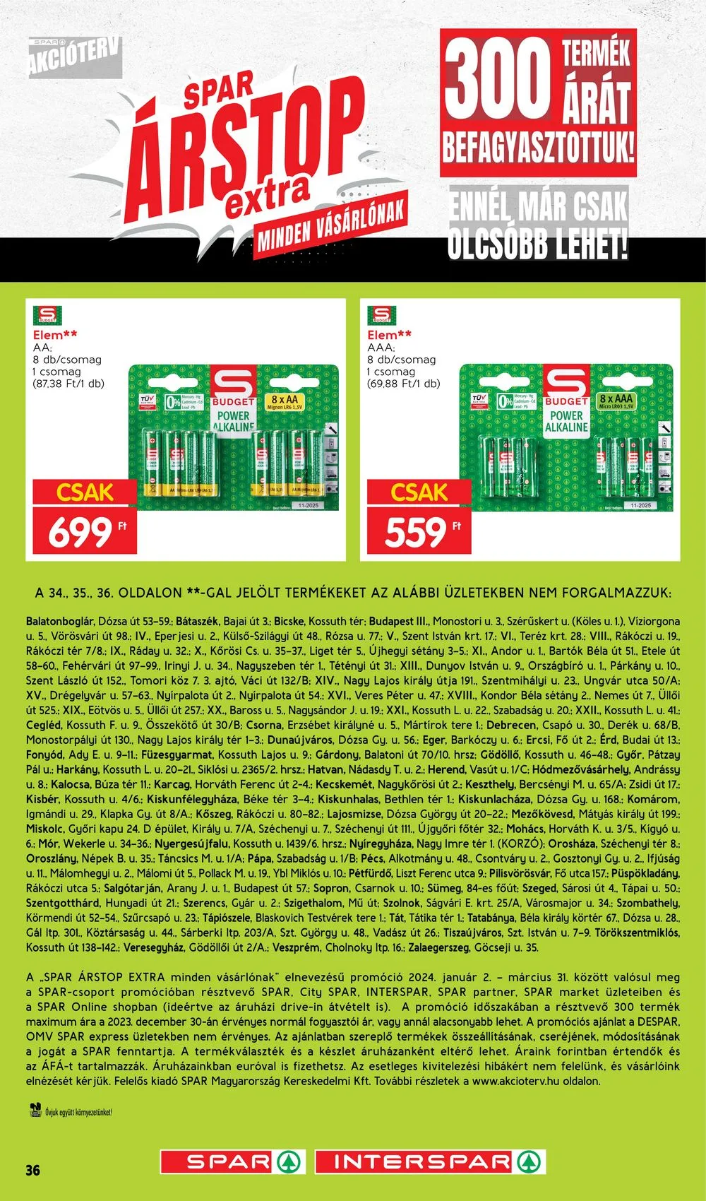Spar akciós újság Arstop Extra 01.02–03.31 – 36. oldal