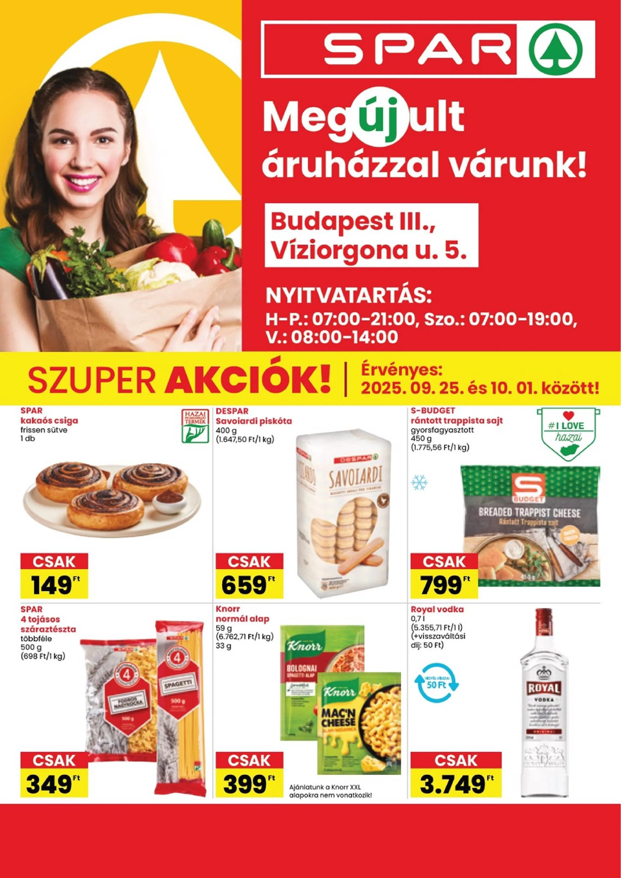 Spar akciós újság Bp iii viziorgona utca 5 09.25–10.01