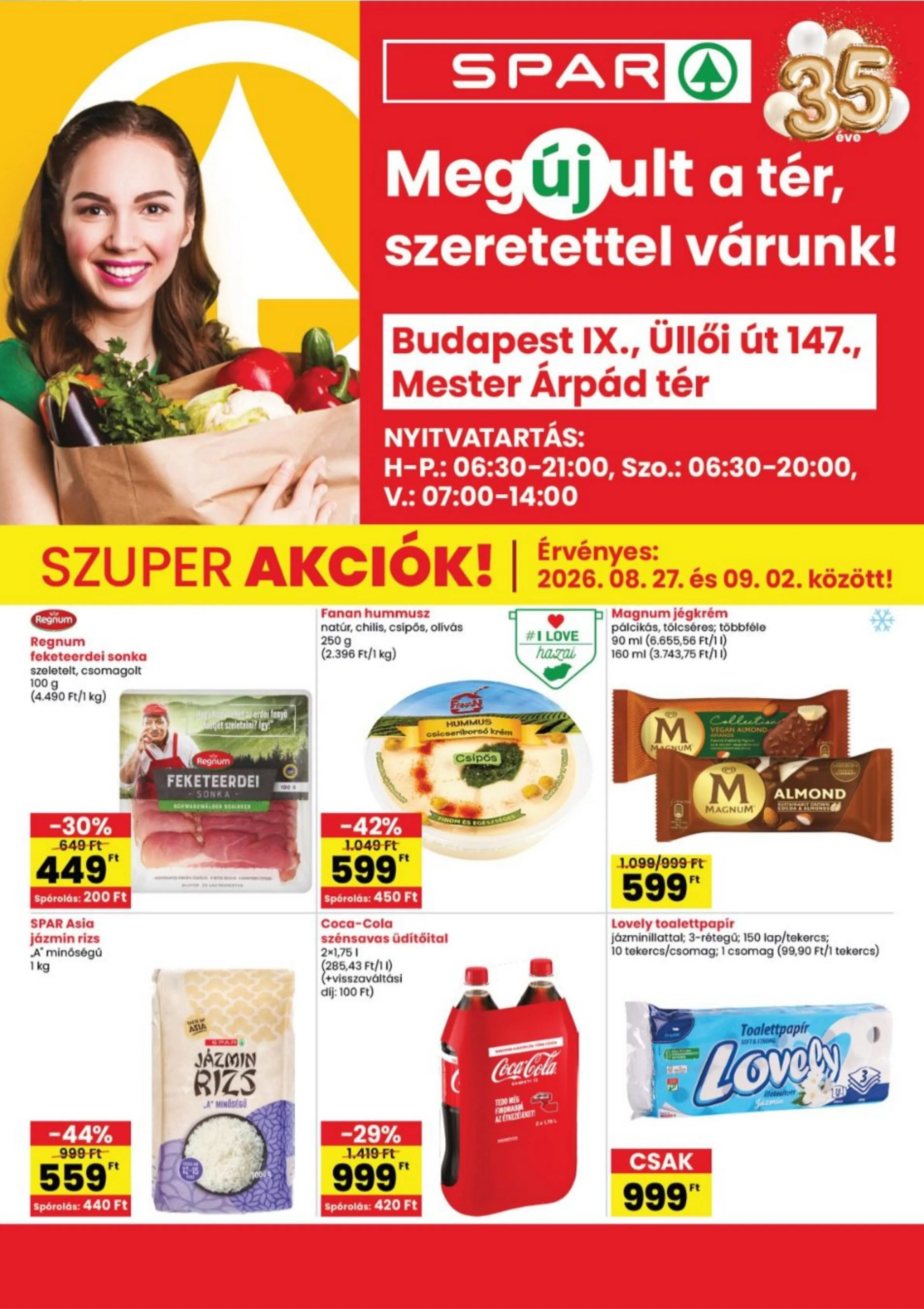 Spar akciós újság Bp. IX Ulloi ut 08.27–09.02