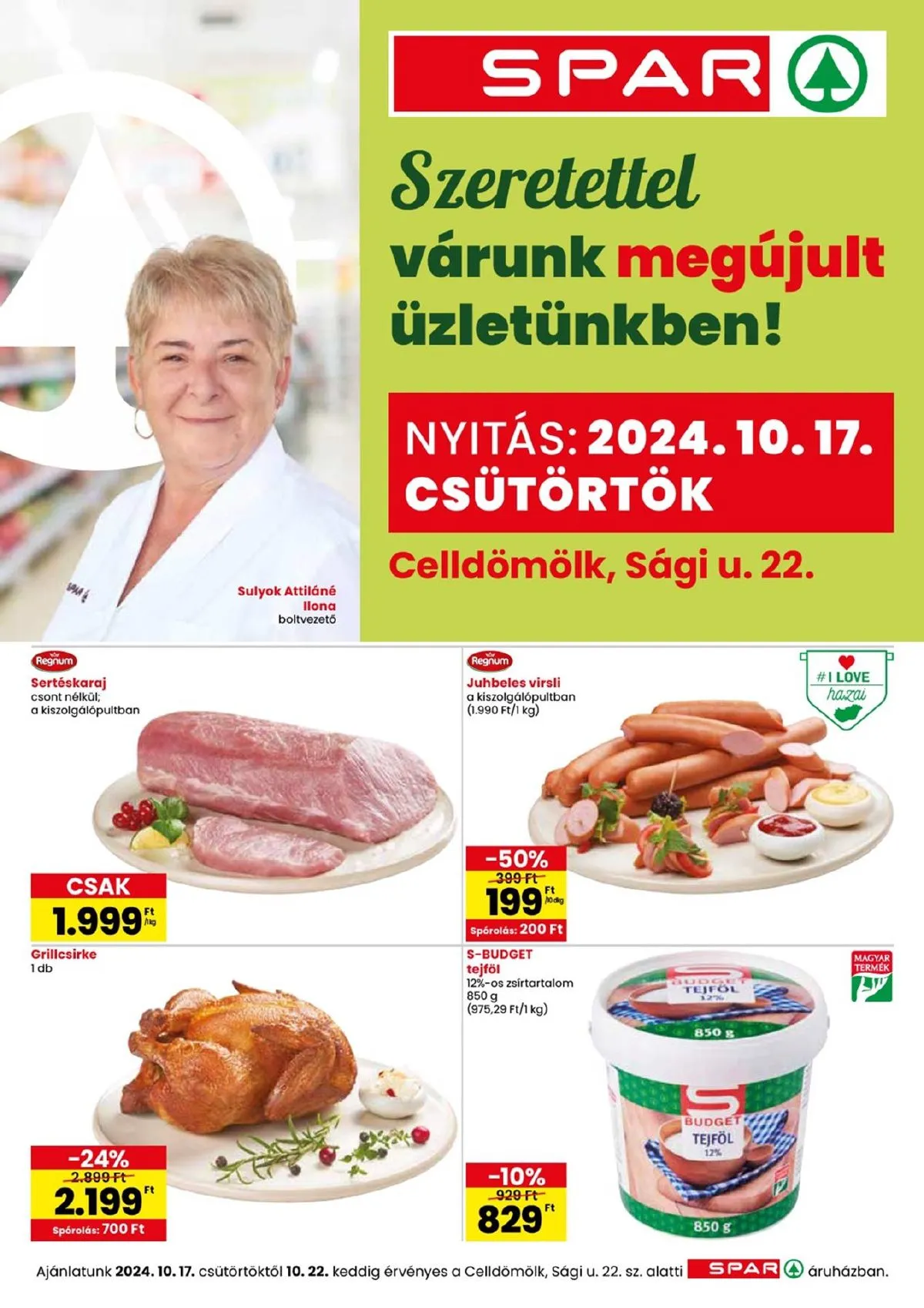 Spar akciós újság Celldomolk ujranyitas 10.17–10.22