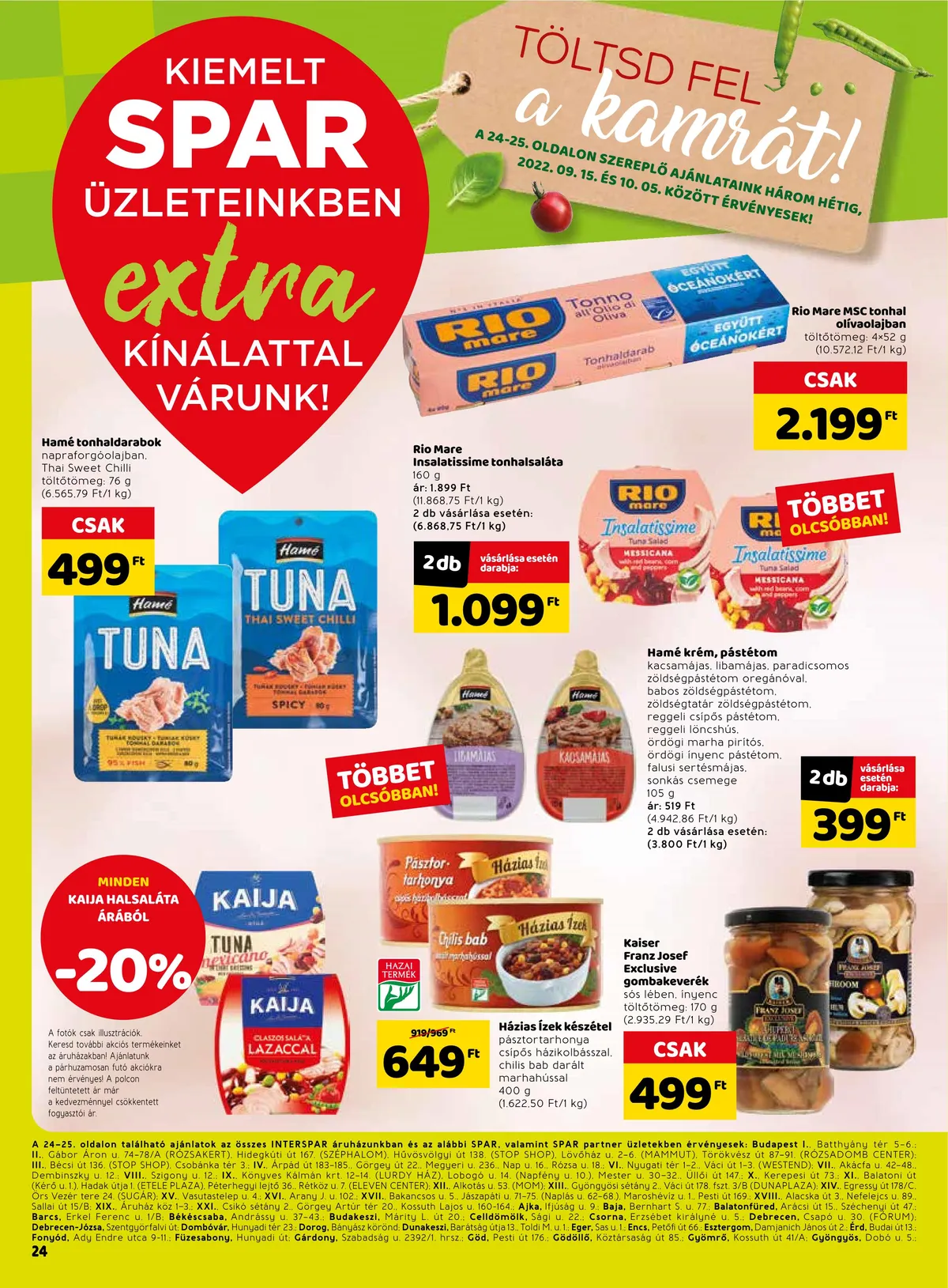 Spar akciós újság Extra 09.15–09.21