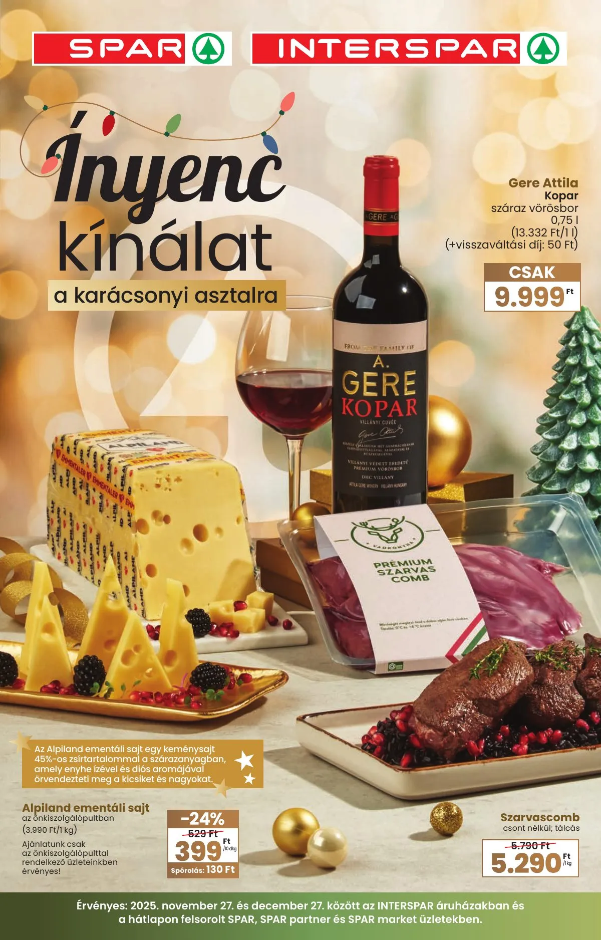 Spar akciós újság Karácsonyi Inyenc 11.27–12.27