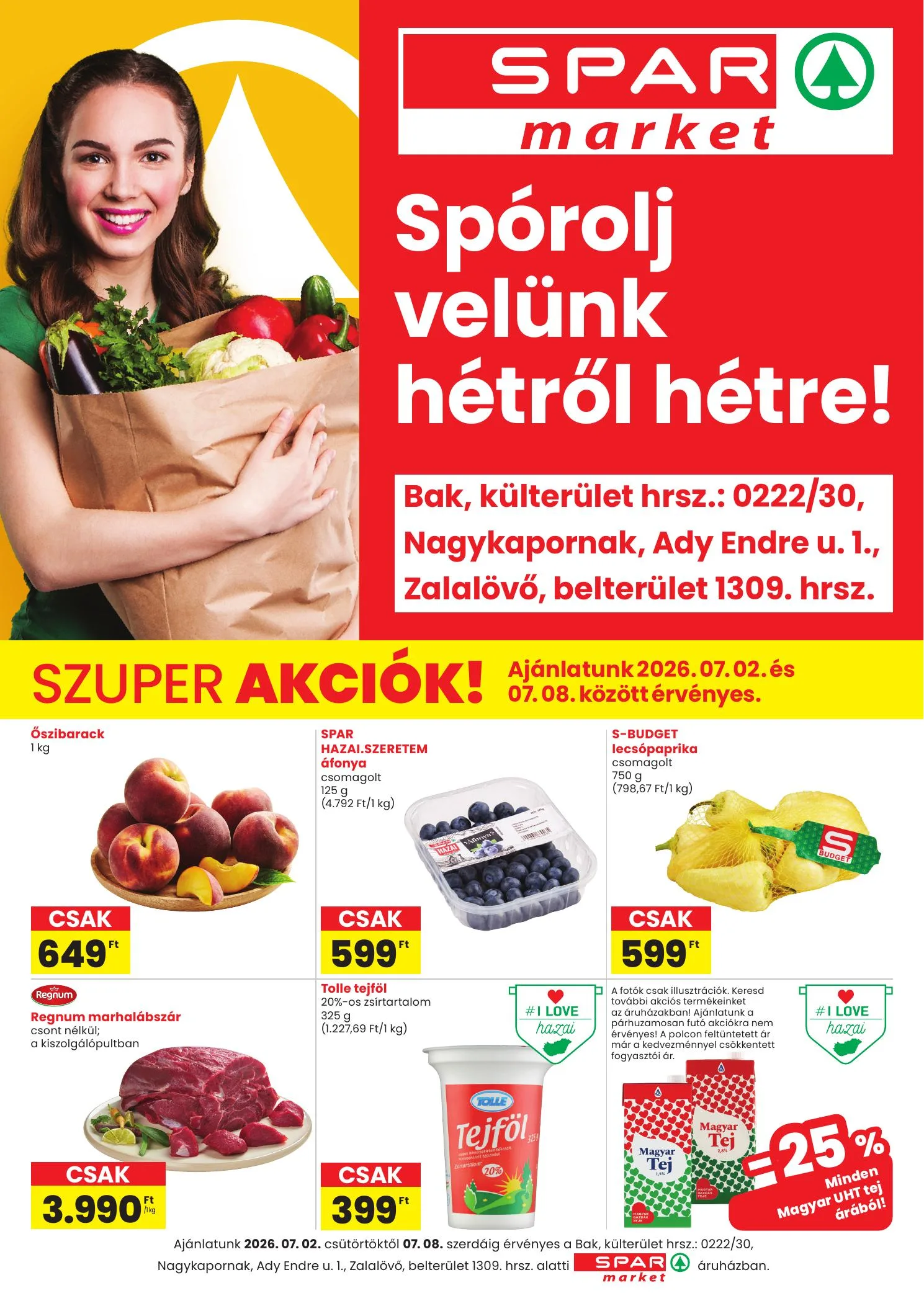 Spar akciós újság Market Bak Nagykapornak Zalalovo 07.02–07.02