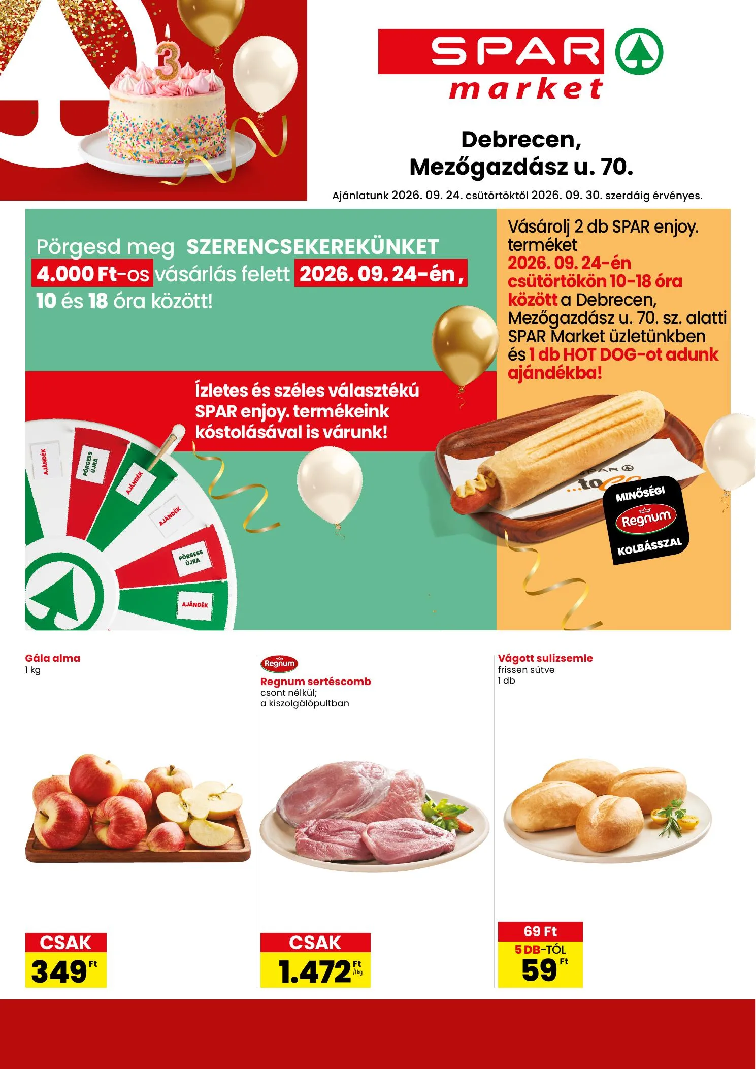 Spar akciós újság Market Debrecen Mezőgazdász utca szórólap 09.24–09.30