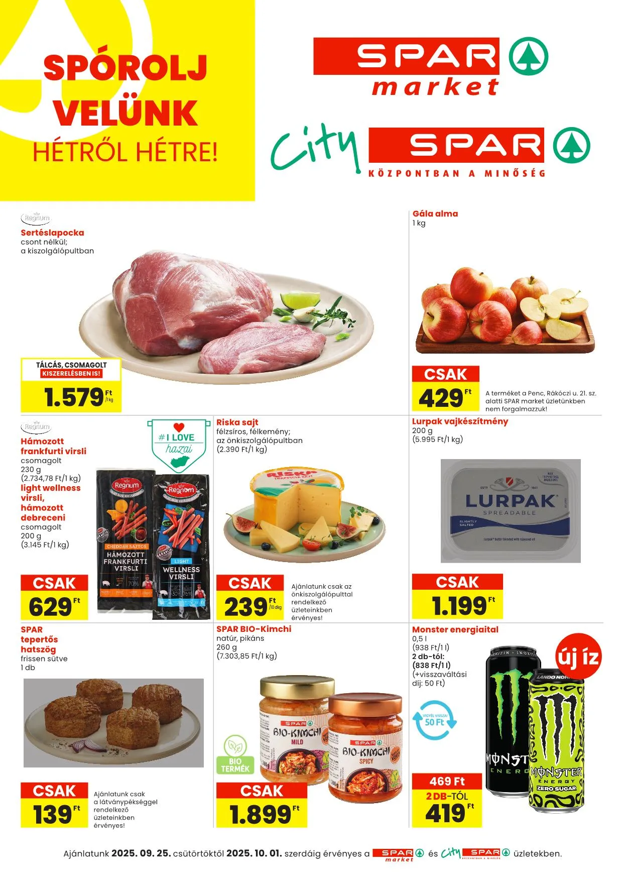 Spar akciós újság Market és city spar 09.25–10.01