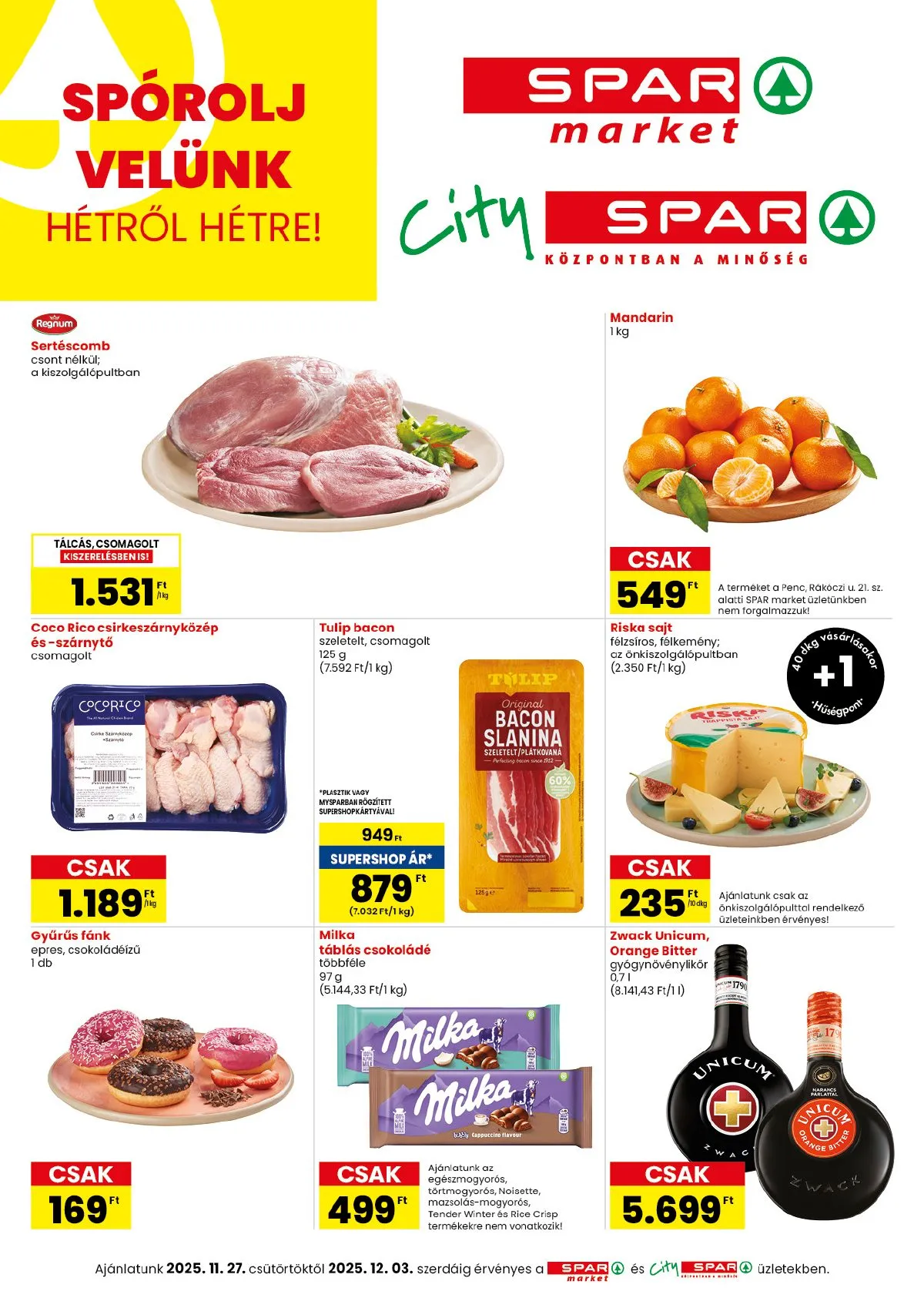 Spar akciós újság Market és City Spar 11.27–12.03