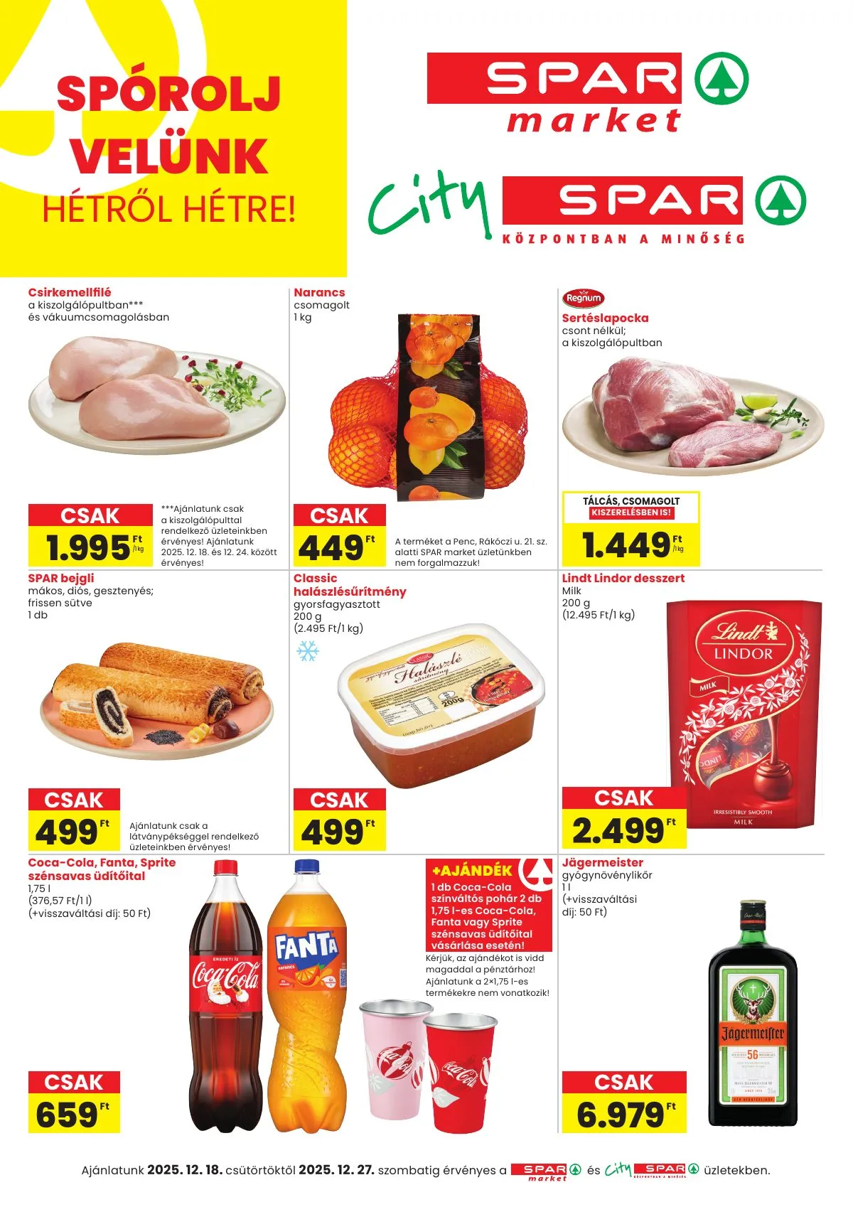 Spar akciós újság Market és City Spar 12.18–12.27