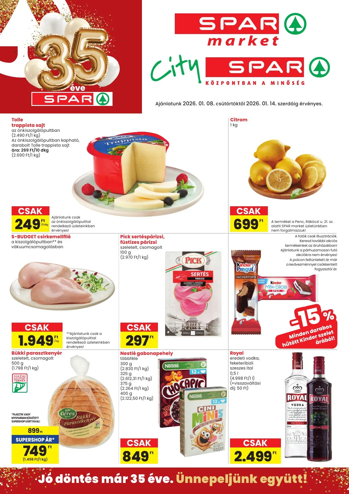 Spar akciós újság Market és City Spar 01.08–01.14