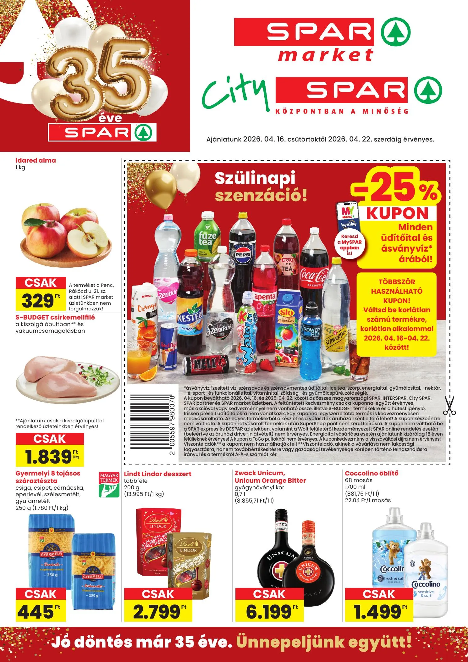 Spar akciós újság Market és City Spar 04.16–04.22