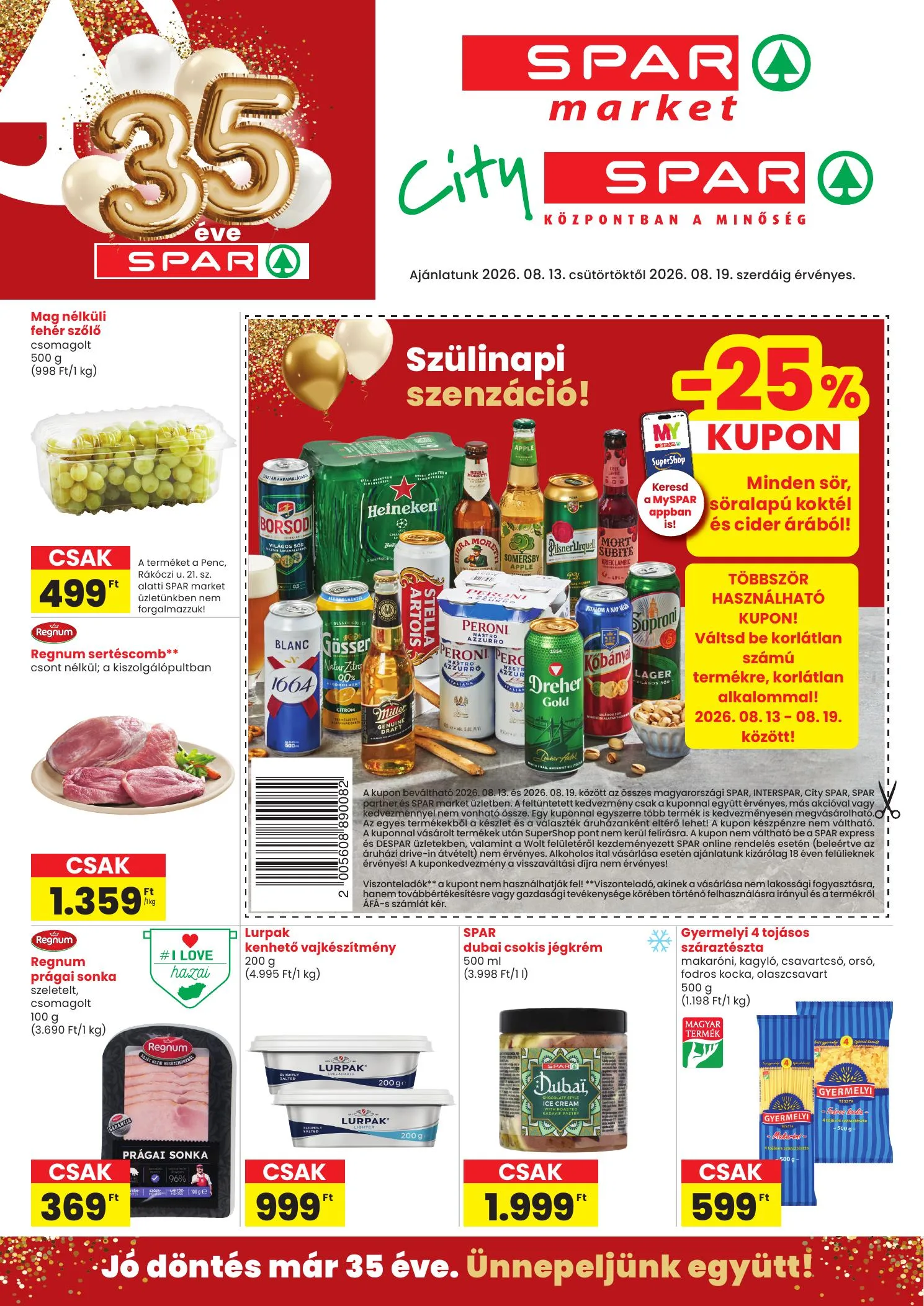 Spar akciós újság Market és City Spar 08.13–08.19