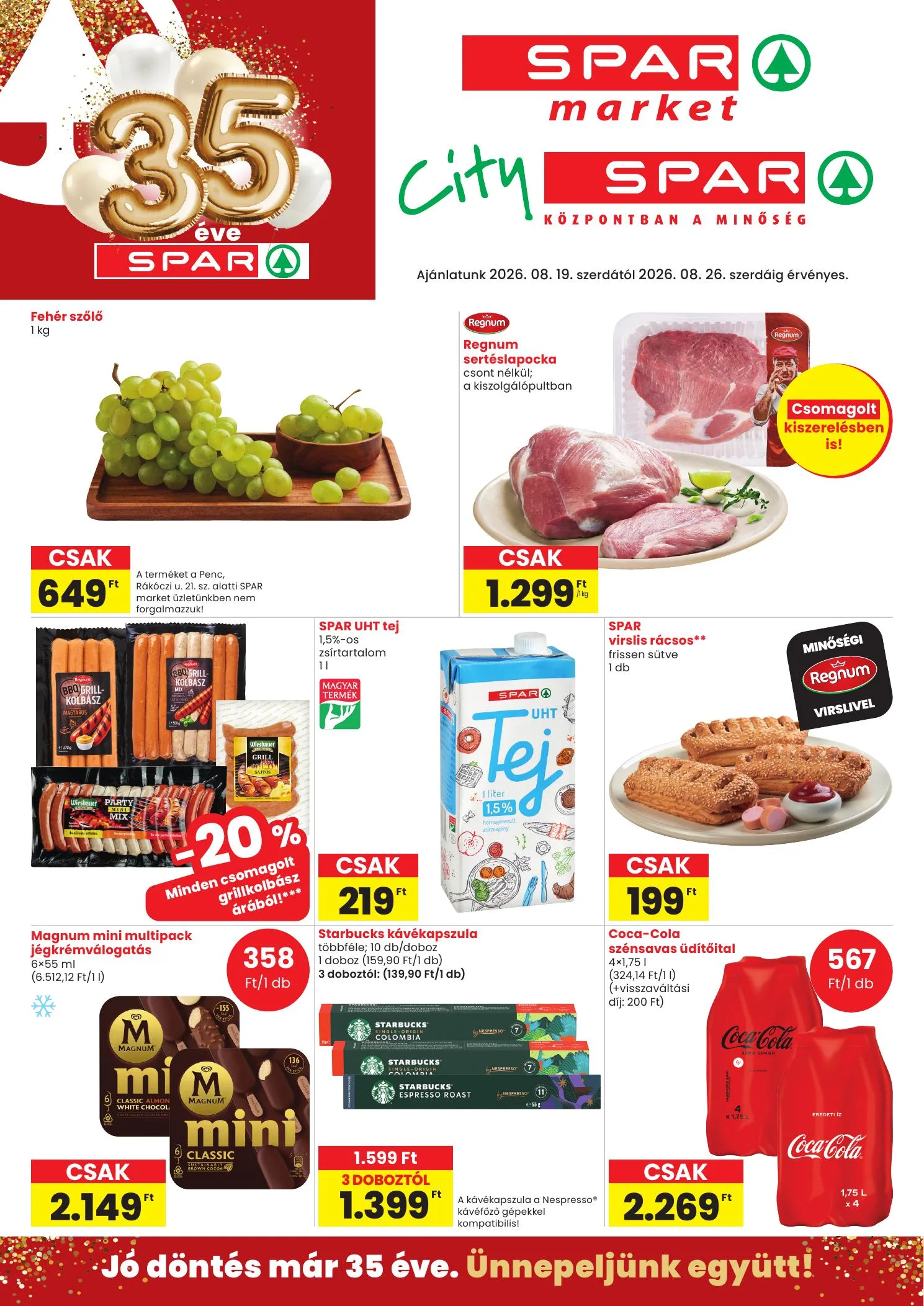 Spar akciós újság Market és City Spar 08.19–08.26