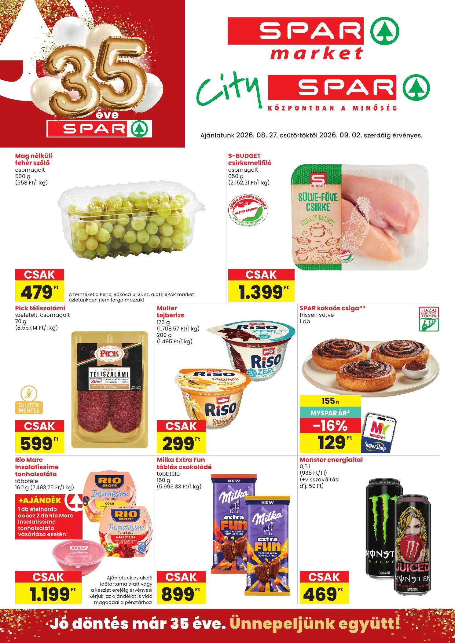 Spar akciós újság Market és City Spar 08.27–09.02