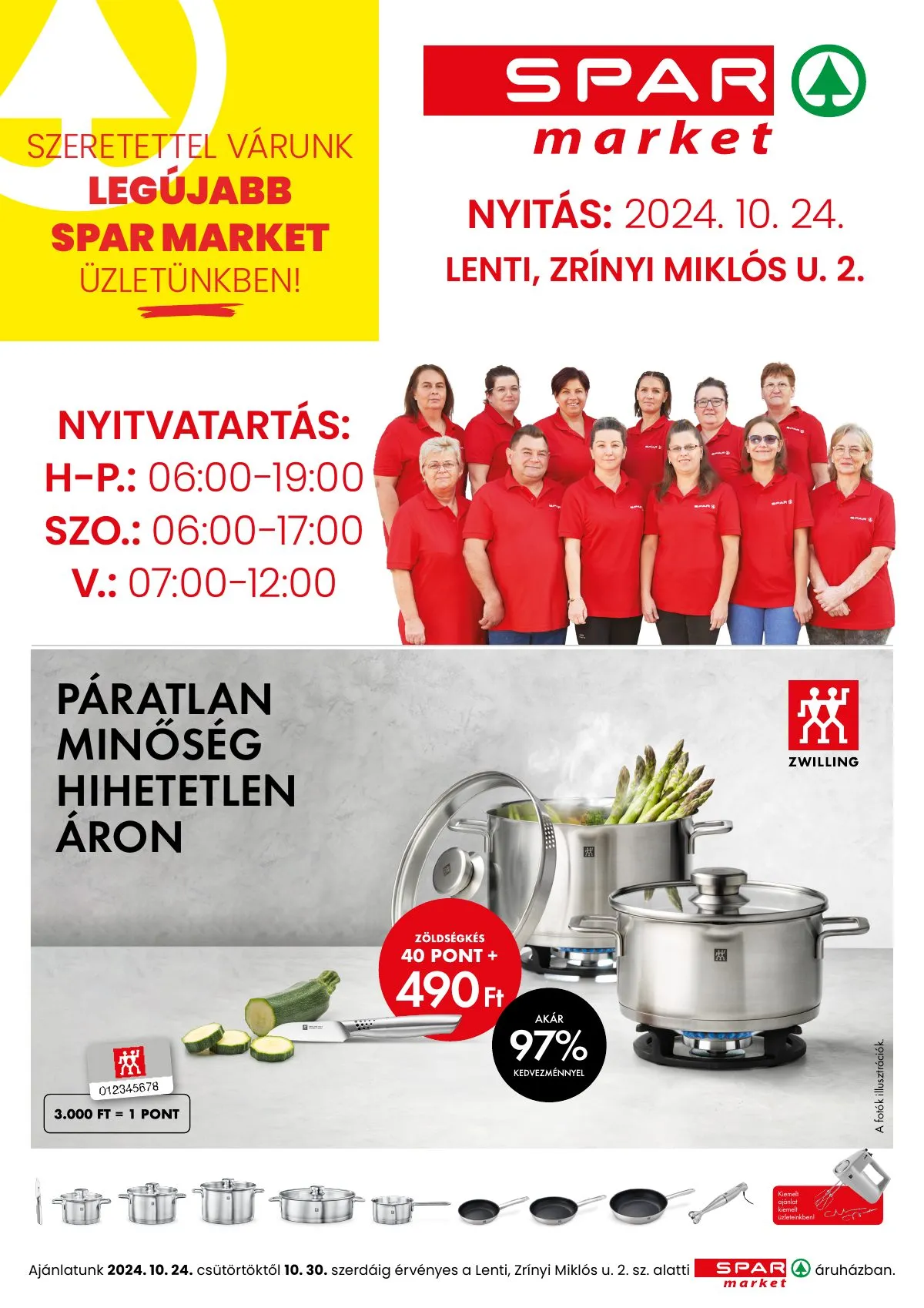 Spar akciós újság Market Lenti nyitas 10.24–10.30