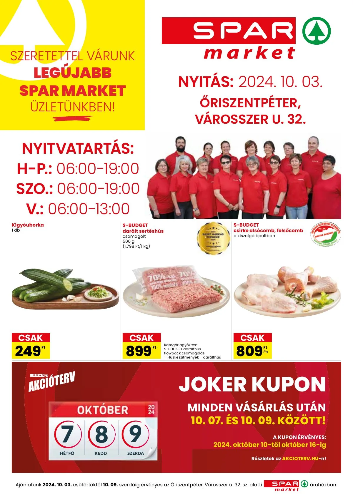 Spar akciós újság Market Orszentpeter nyito 10.03–10.09