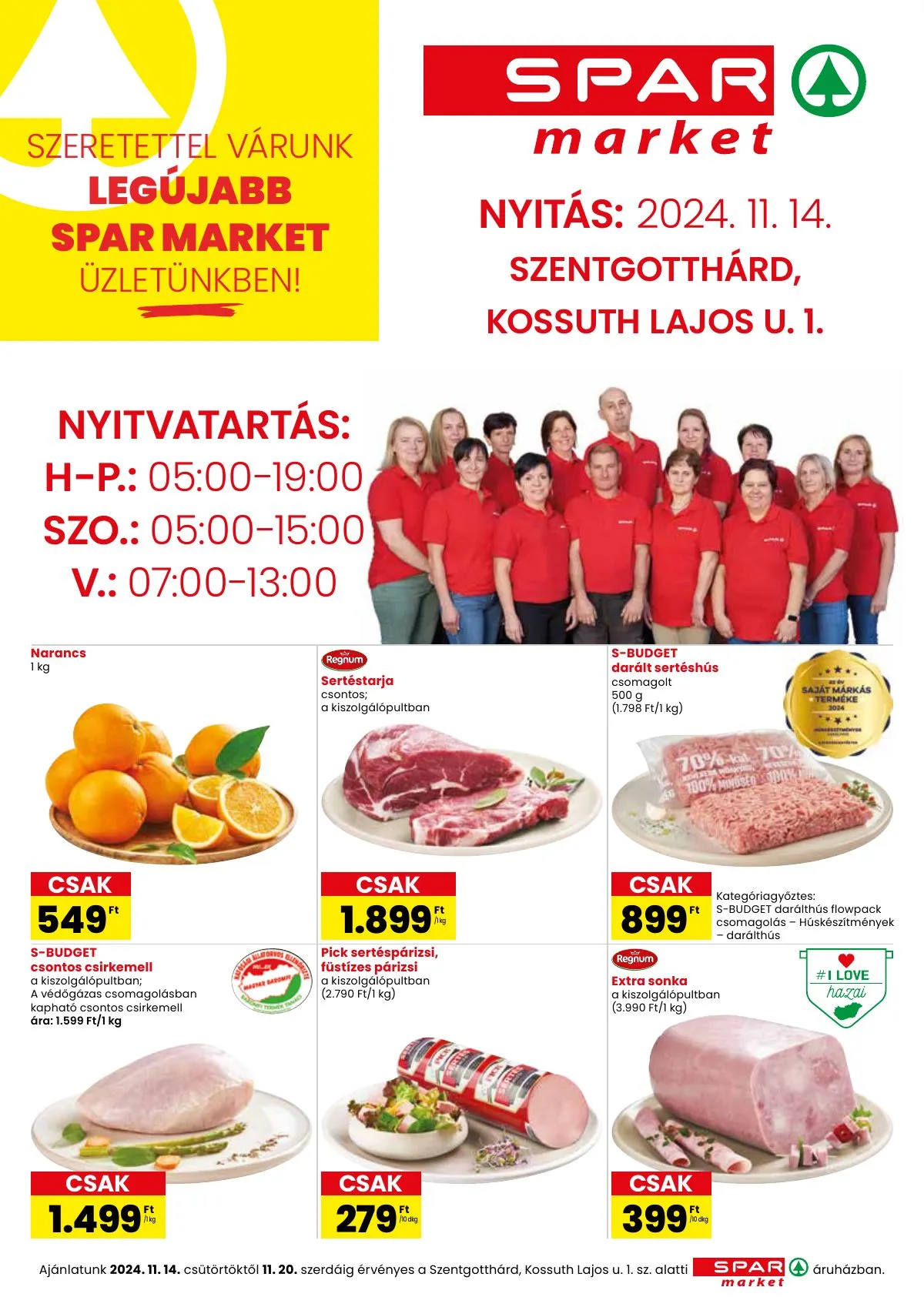 Spar akciós újság Market Szentgotthard nyitas 11.14–11.20
