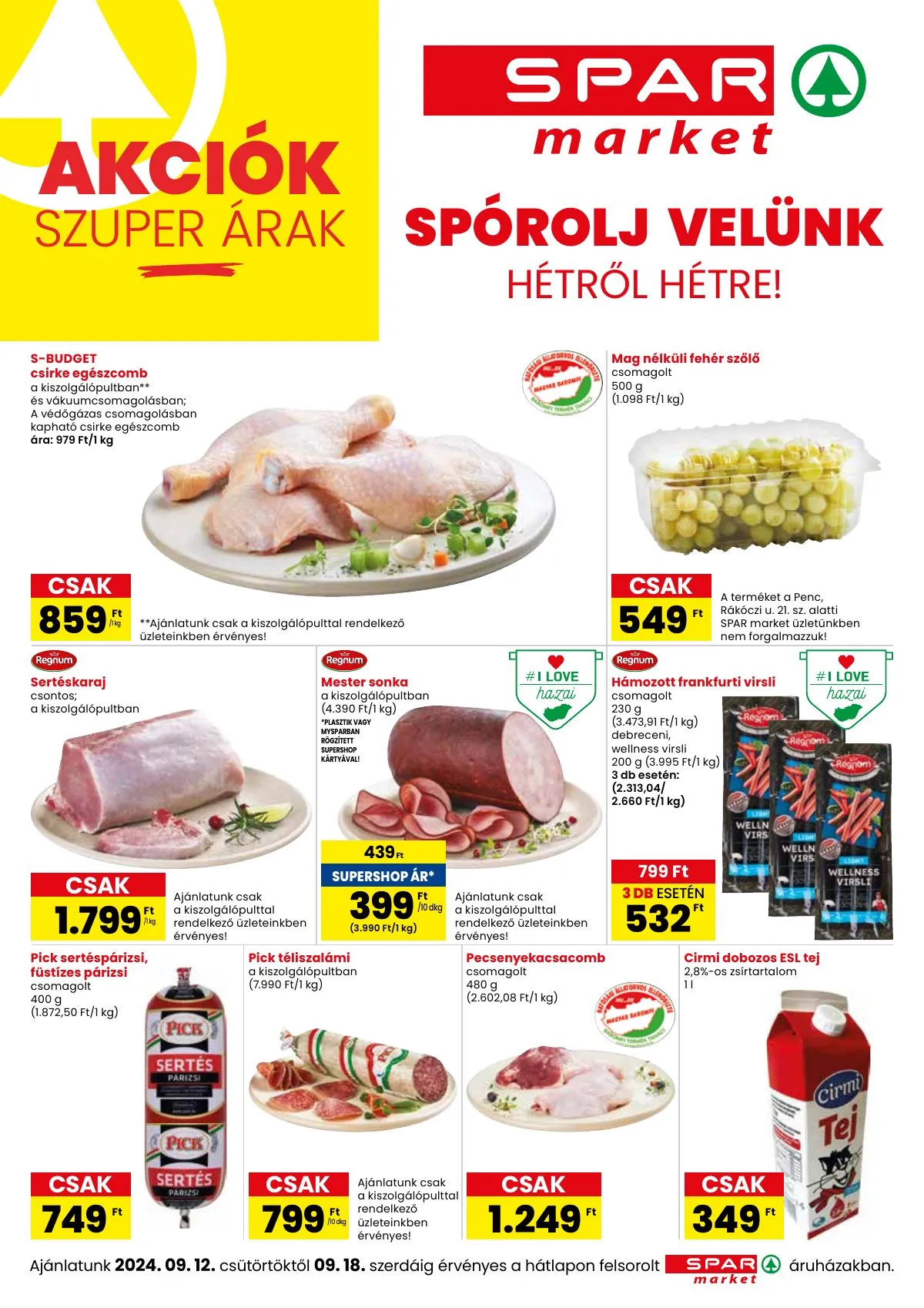 Spar akciós újság Market 09.12–09.18
